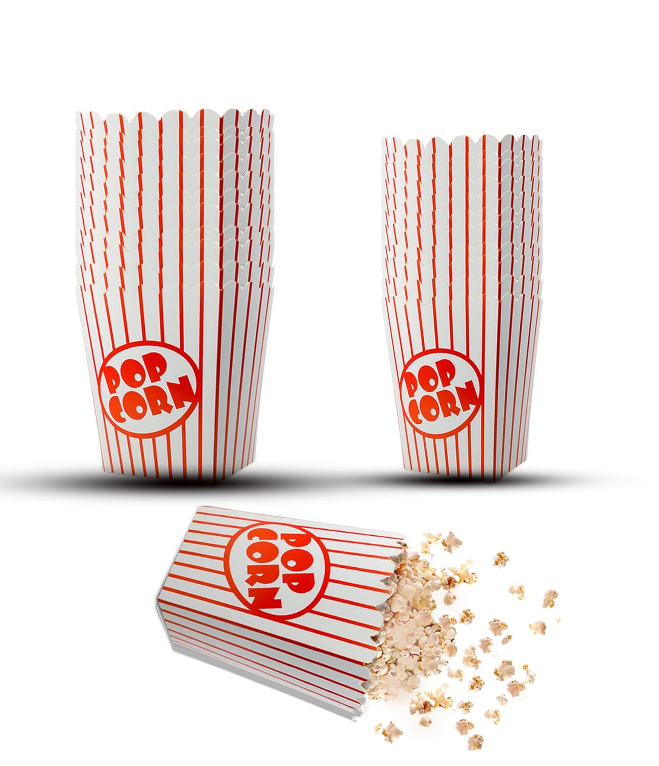 125 Pack Popcorn Boxes Movie Night Popcorn Bags for Party Red and White Popcorn Bags for Popcorn Vintage Snack Box Concession and Carnival Party Supplies, Individual Popcorn Bucket Containers (125)