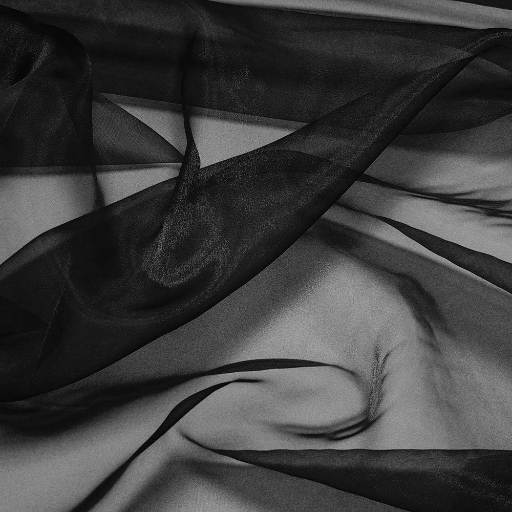 VDS Black Organza Fabric, 45 Yards Continuous, 45” Wide, Wedding Party Decoration Iridescent Crystal Sheer Shiny Organza Tulle Bridal Dress DIY Crafts Costume Sewing Backdrop Arch Cloth