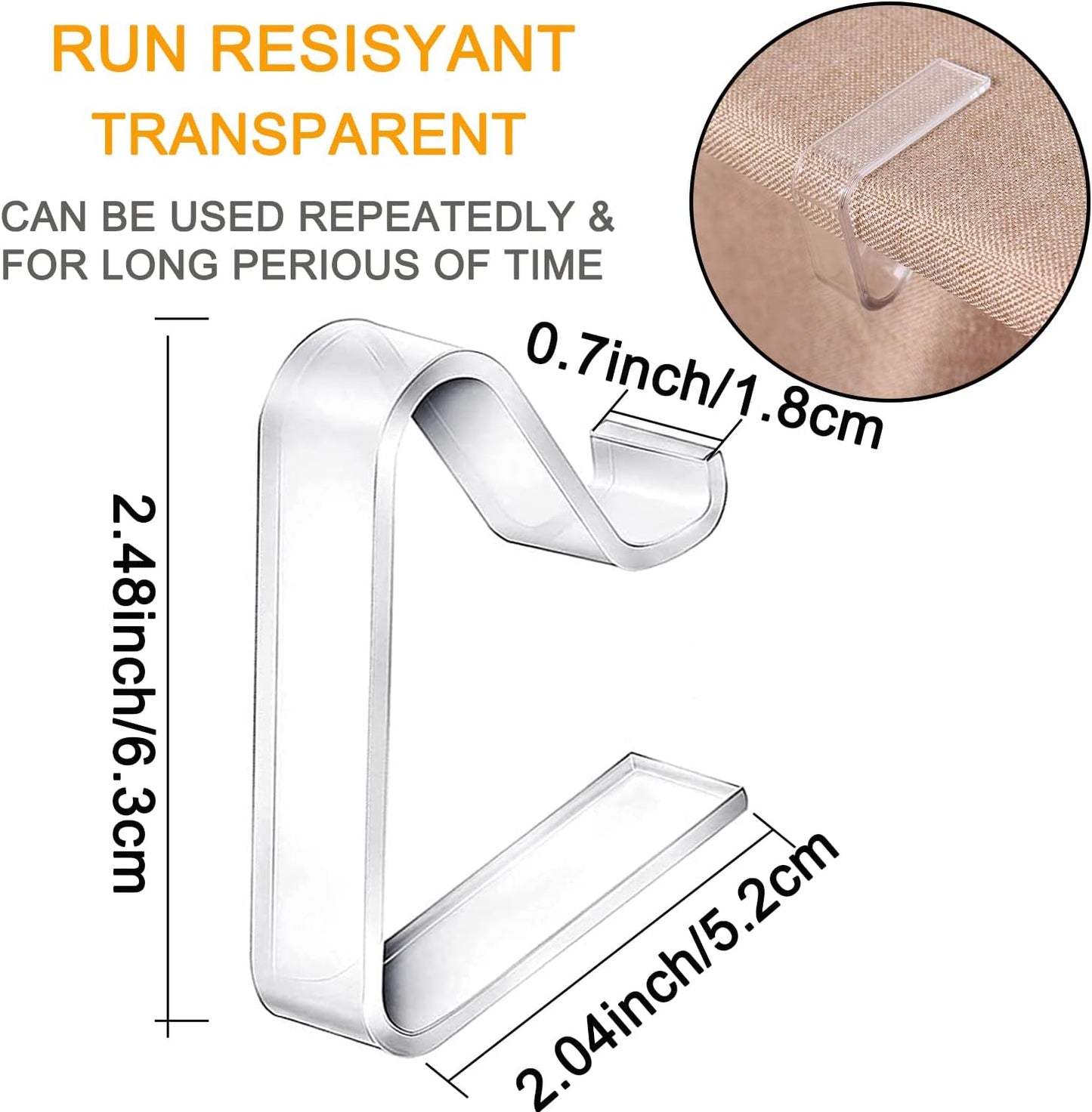 48 Pieces Transparent Clear Tablecloth Clips, Plastic Table Cloth Clips，Windproof Table Cover Holder Clamps，Table Cloth Holder for Christmas Home Wedding Party Indoor Outdoor Camping Picnic (Large)