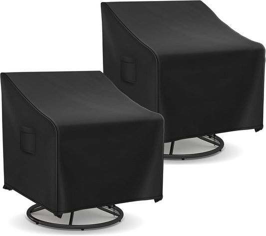 Outdoor Swivel Chair Covers Waterproof, Outdoor Rocking Chair Covers 2 Pack, Patio Chair Covers for Outdoor Furniture Fits up to 30W x 34D x 38.5H inches, Black