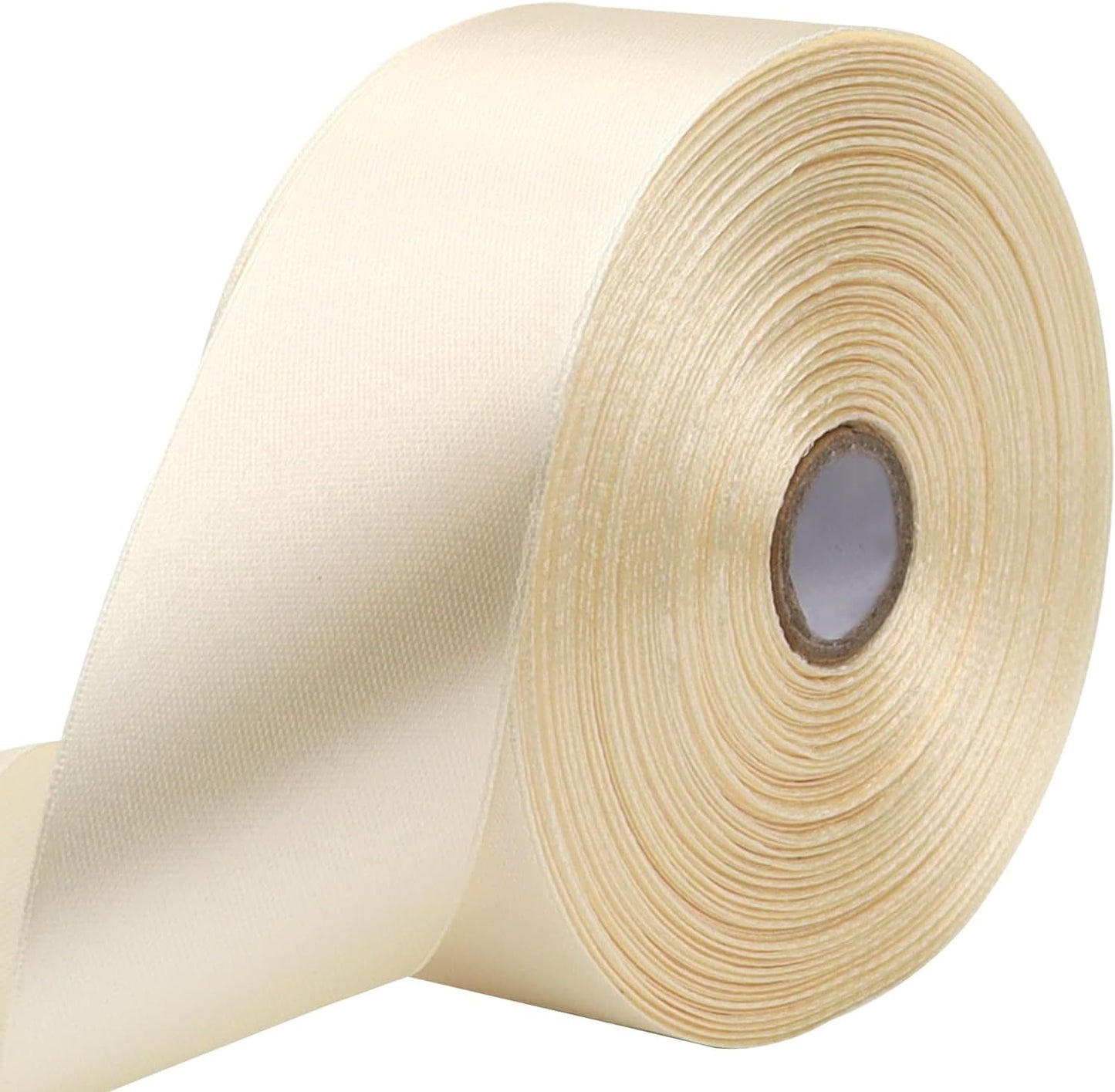 Rice White Solid Satin Ribbon 1-1/2 Inch 50 Yards Solid Polyester Fabric Ribbon for Gift Wrapping Wedding Christmas Baby Shower Birthday Party Decoration Handmade Immortal Flower Craft