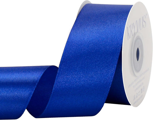 Royal Blue Satin Ribbon 1-1/2 inch X Continuous 25 Yards, Single Face Polyester Ribbon Perfect for Gift Wrapping, Flower Bouquet, Wedding Decor, Crafts, Bow Making, Sewing and More
