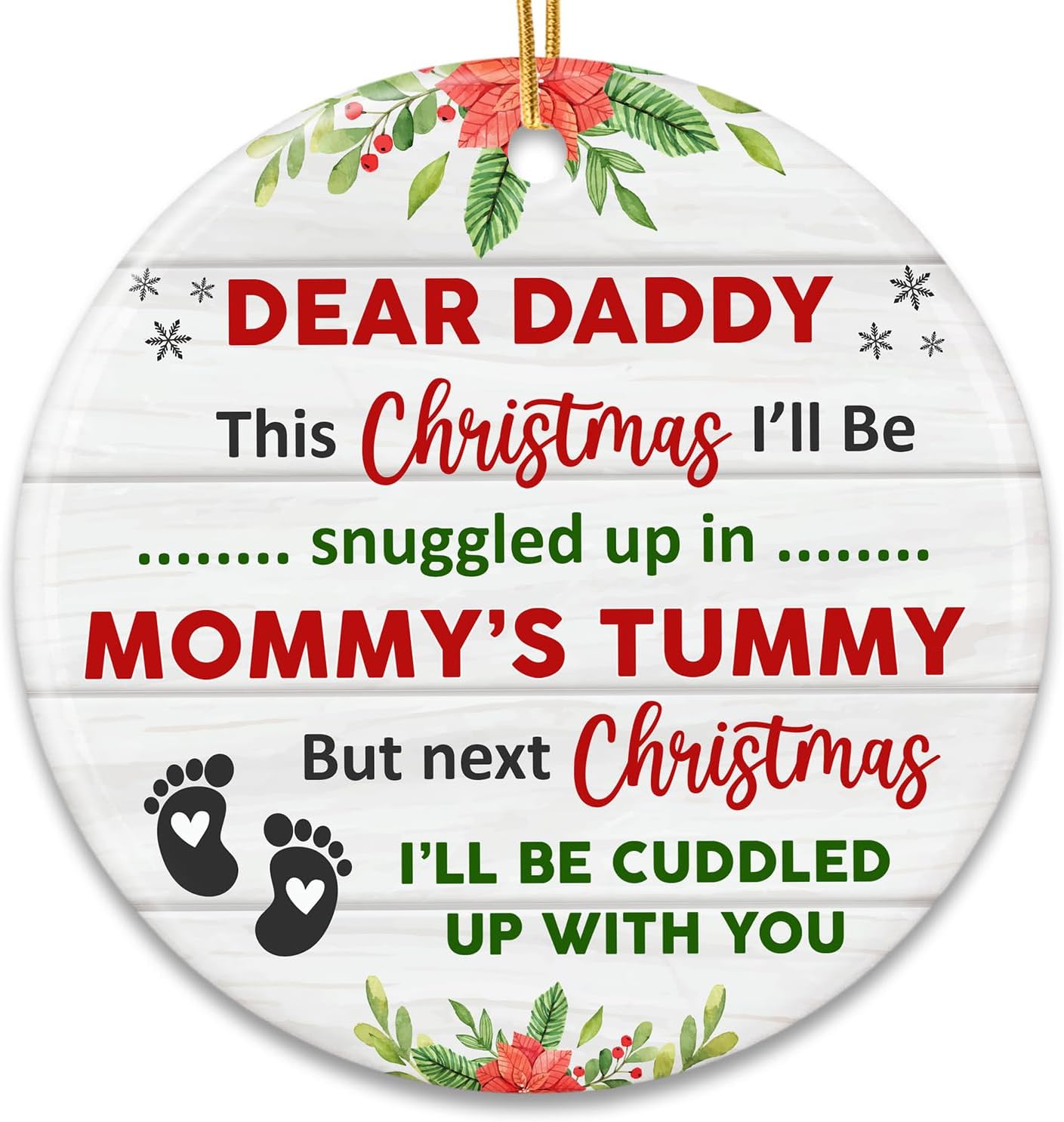 HEXMOZ First Time Dad Gifts - New Dad Gifts - Bumps First Christmas Ornament - Pregnancy Announcement for Husband, Daddy to Be, Soon to Be, 1st Time Daddy Gift - Expecting Baby on The Way