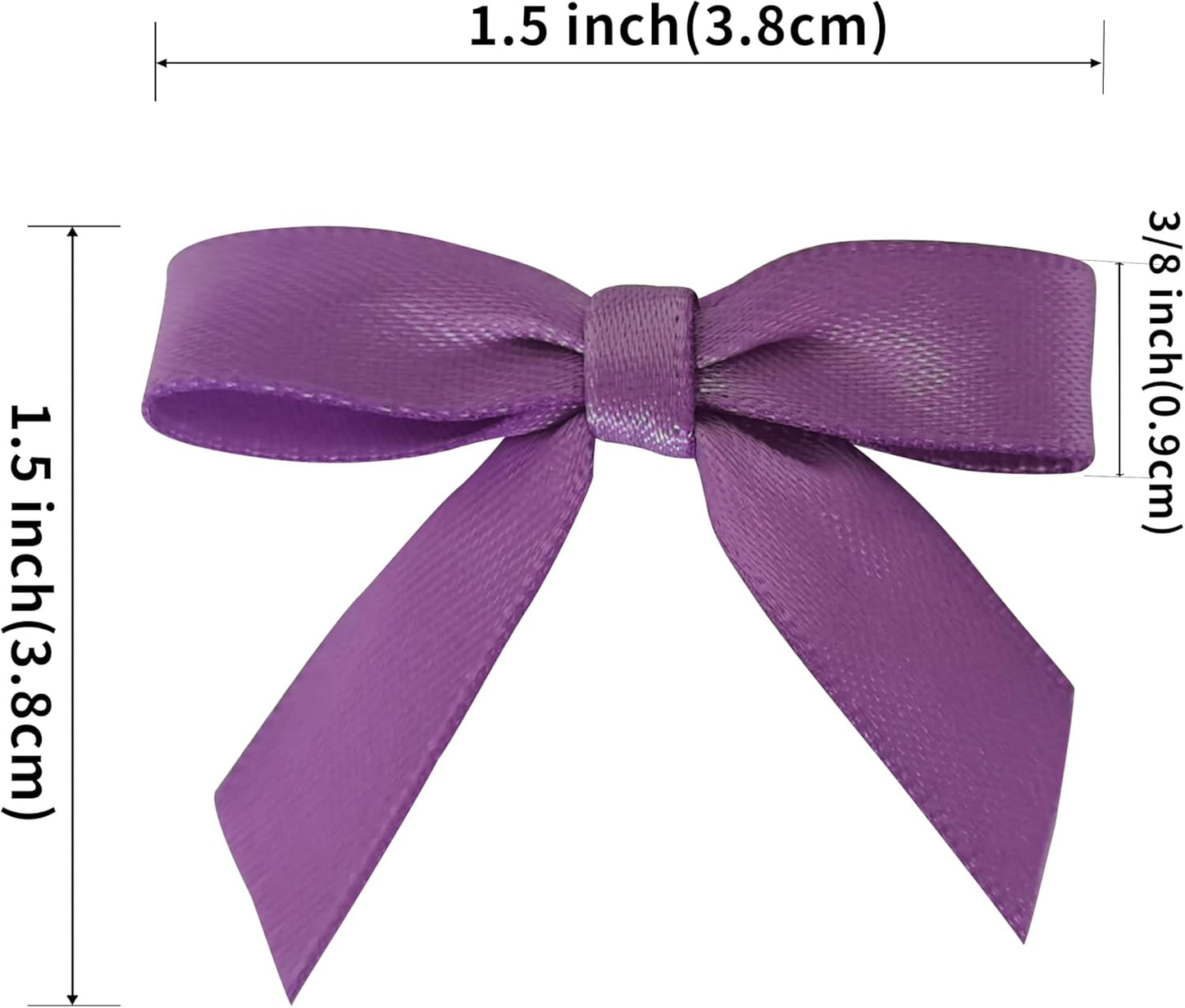 50pcs 1-1/2" Purple Satin Ribbon Bows Without Twist Ties Mini Ribbon Bows for Candy Partiy Decoration Gift Packing&Wrapping Accessoried(Purple)