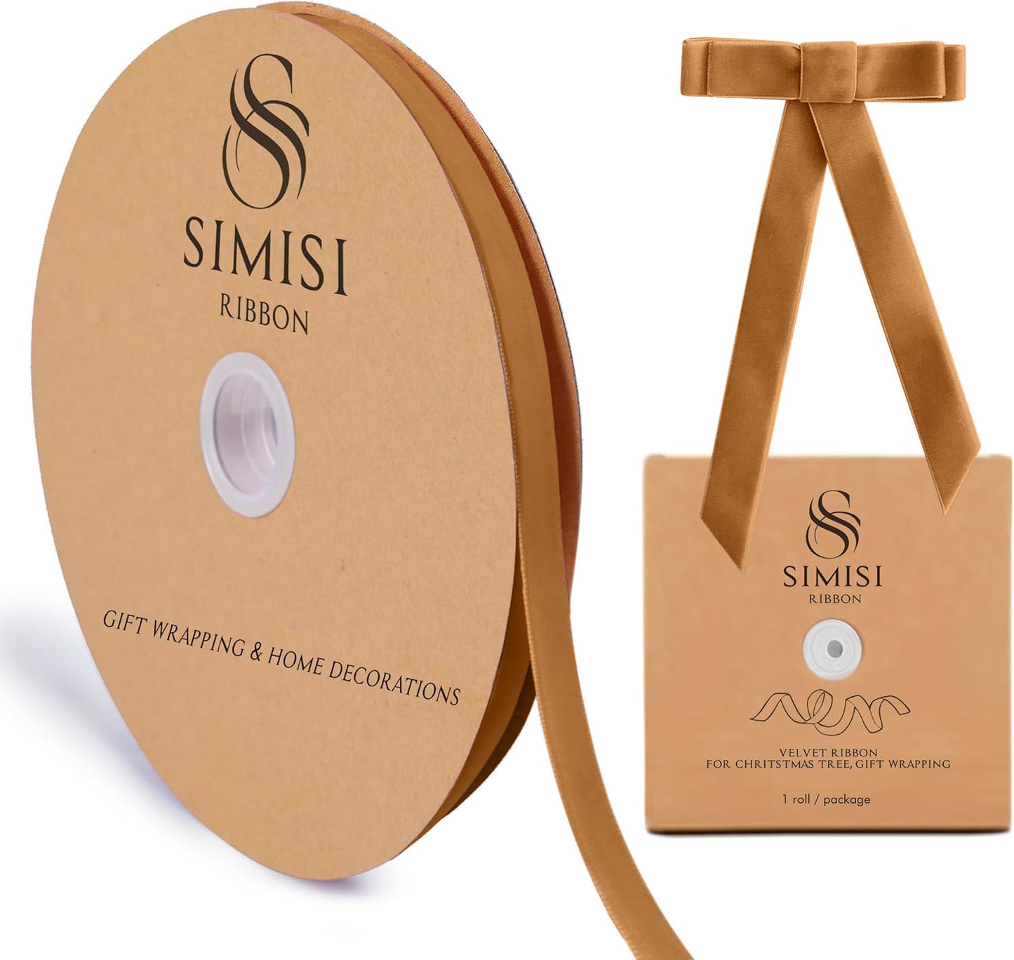 Copper Velvet Ribbon 3/8'' 25 Yards for Christmas Tree, Gift Wrapping, Flower Bouquet, Wreath Decorations, Bow Making