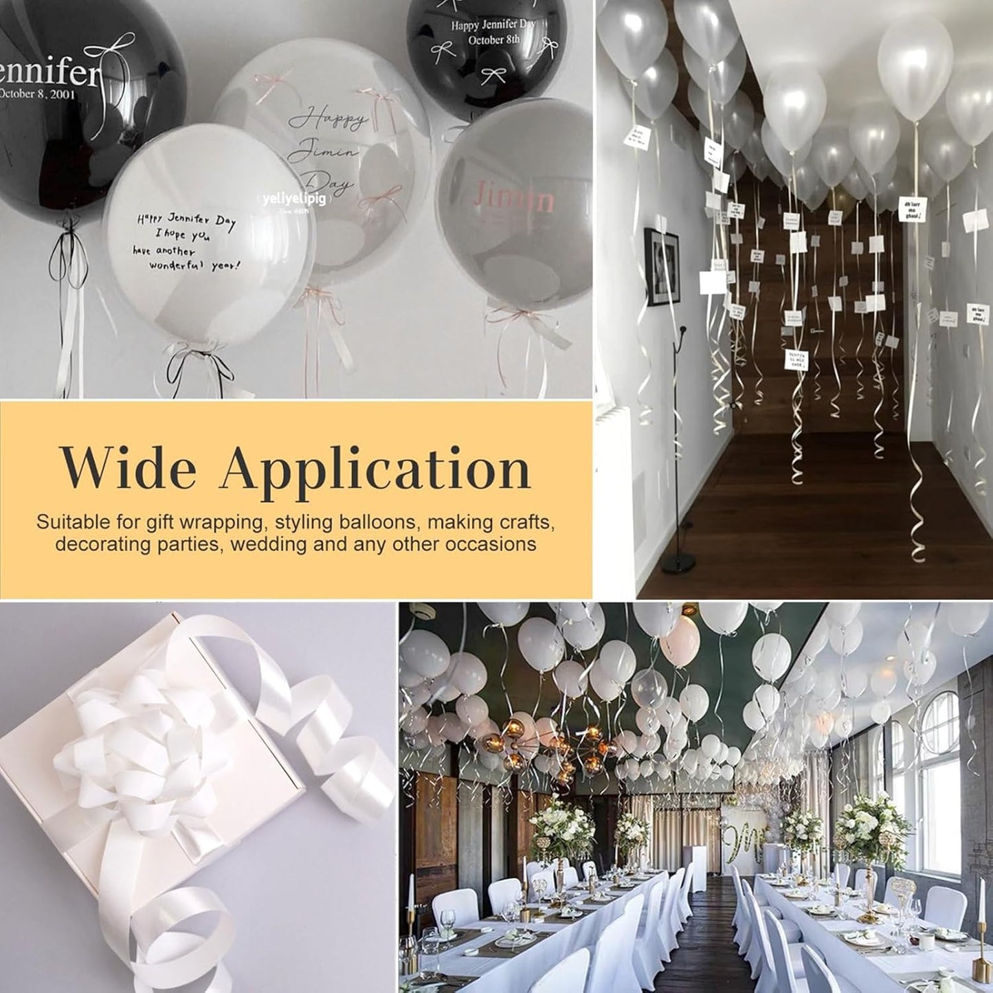 500 Yards White Curling Ribbon-Balloon String-Balloon Ribbon Roll for Party Decoration, Gift Wrapping, Wedding, Art Crafts, Florist Flower