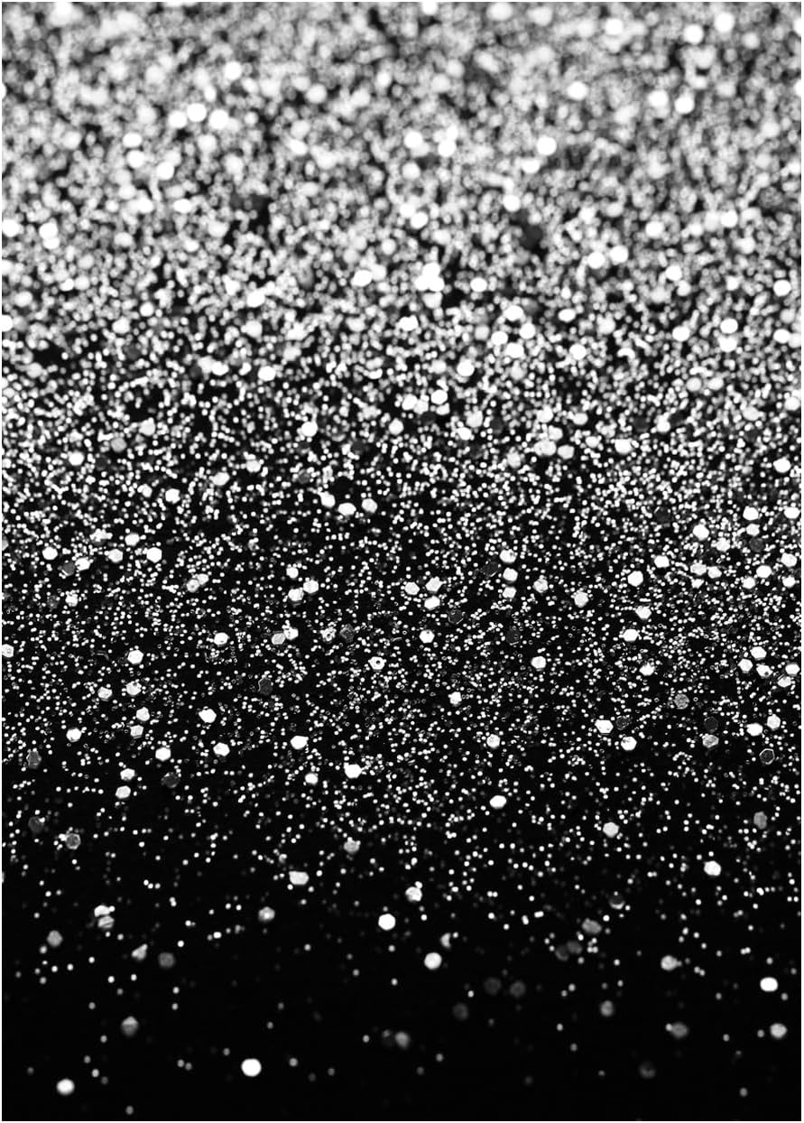 WOLADA Black and Silver Backdrop Silver Glitter Backdrop for Photography Wedding Birthday Baby Shower Party Photo Studio 5x7FT FW18