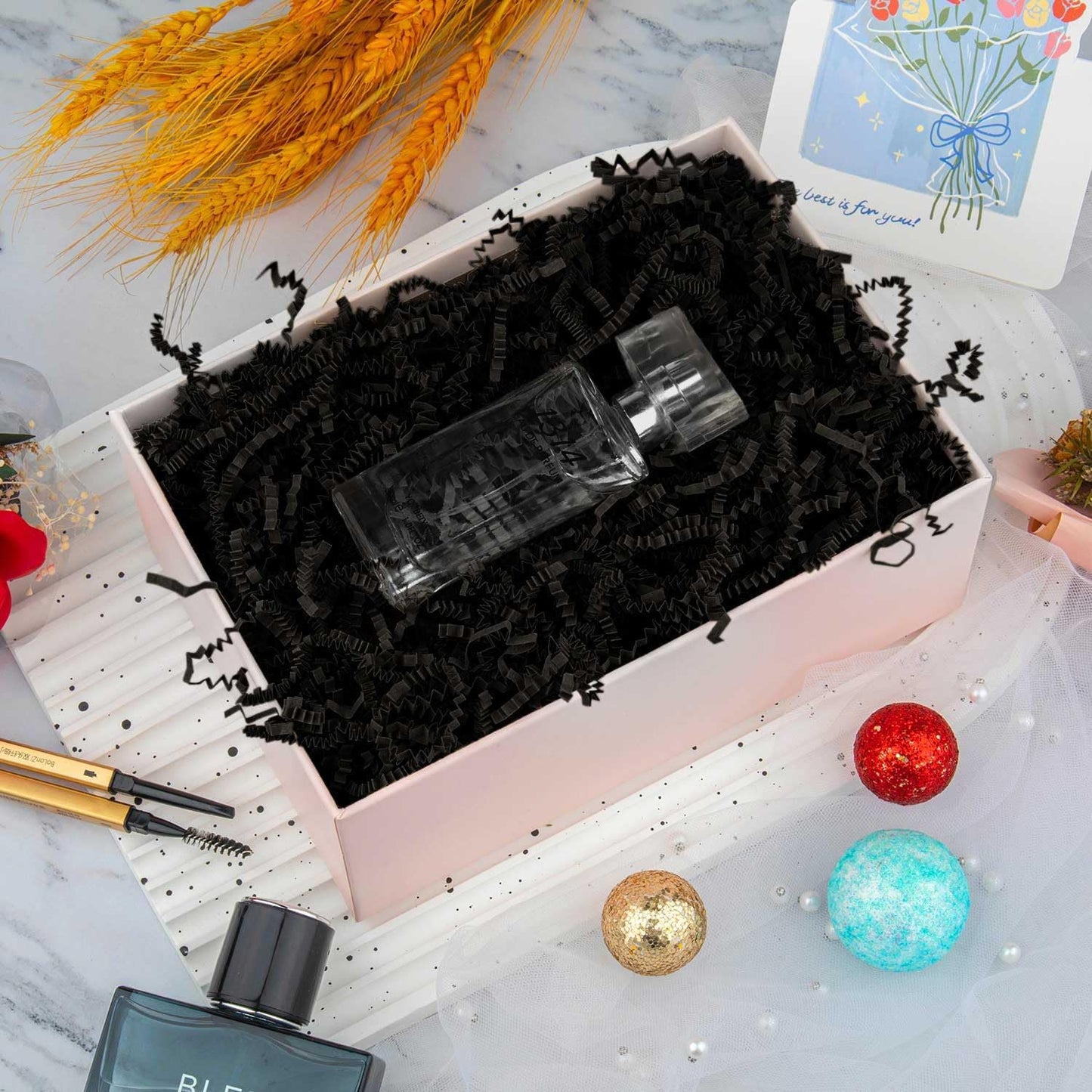 8.5oz Crinkle Paper Filler, Gift Baskets Gift Boxes Crafts Shredded Cut Paper Packaging Decorative Stuffing & Cushioning Confetti for Easter Birthday Wedding Party Favor Black
