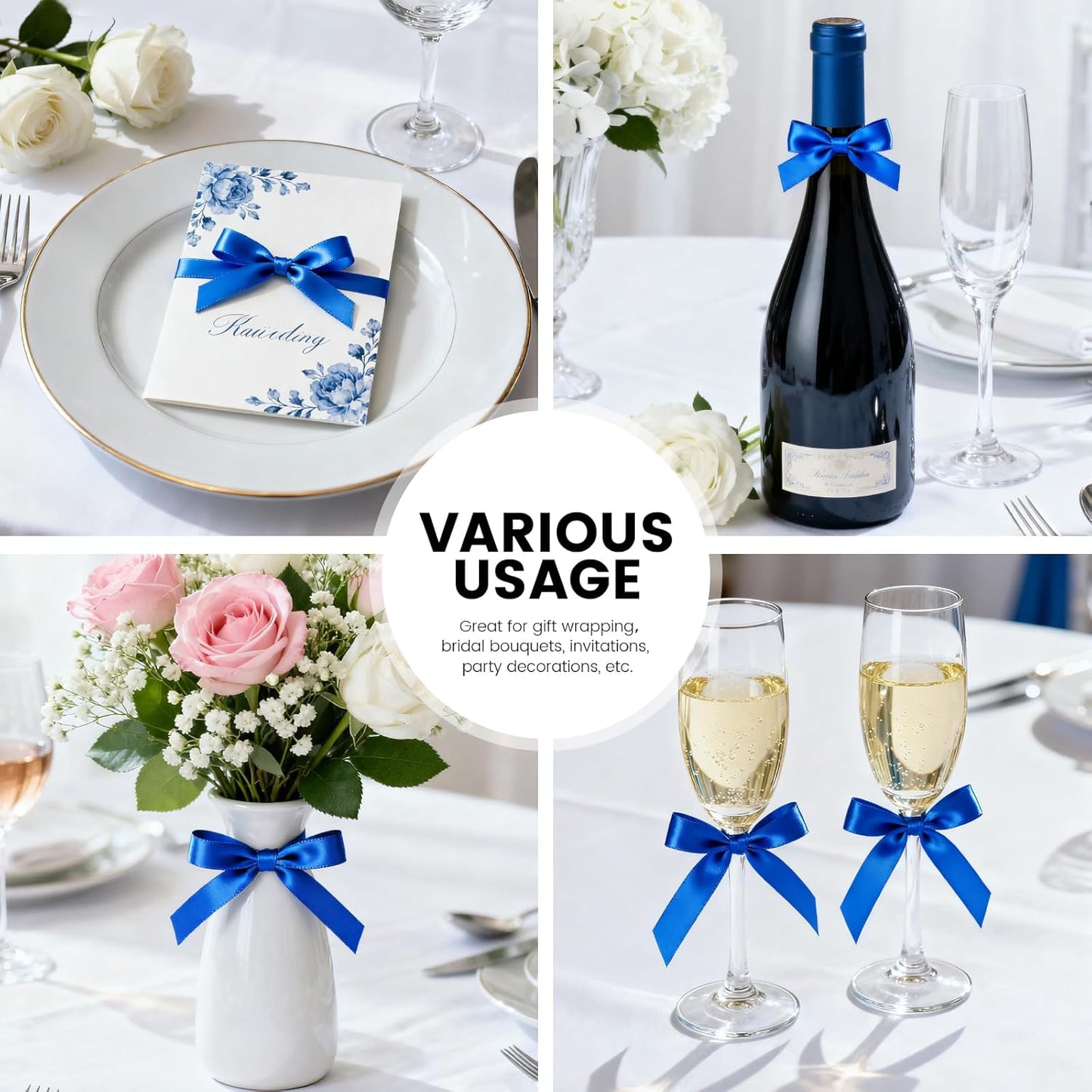 3/8" x 25 Yards Satin Ribbon, Royal Blue Silk Ribbon Ideal for Gift Wrapping, Floral Bouquets, Crafts, Wedding Party Decorations, Christmas and Sewing Projects