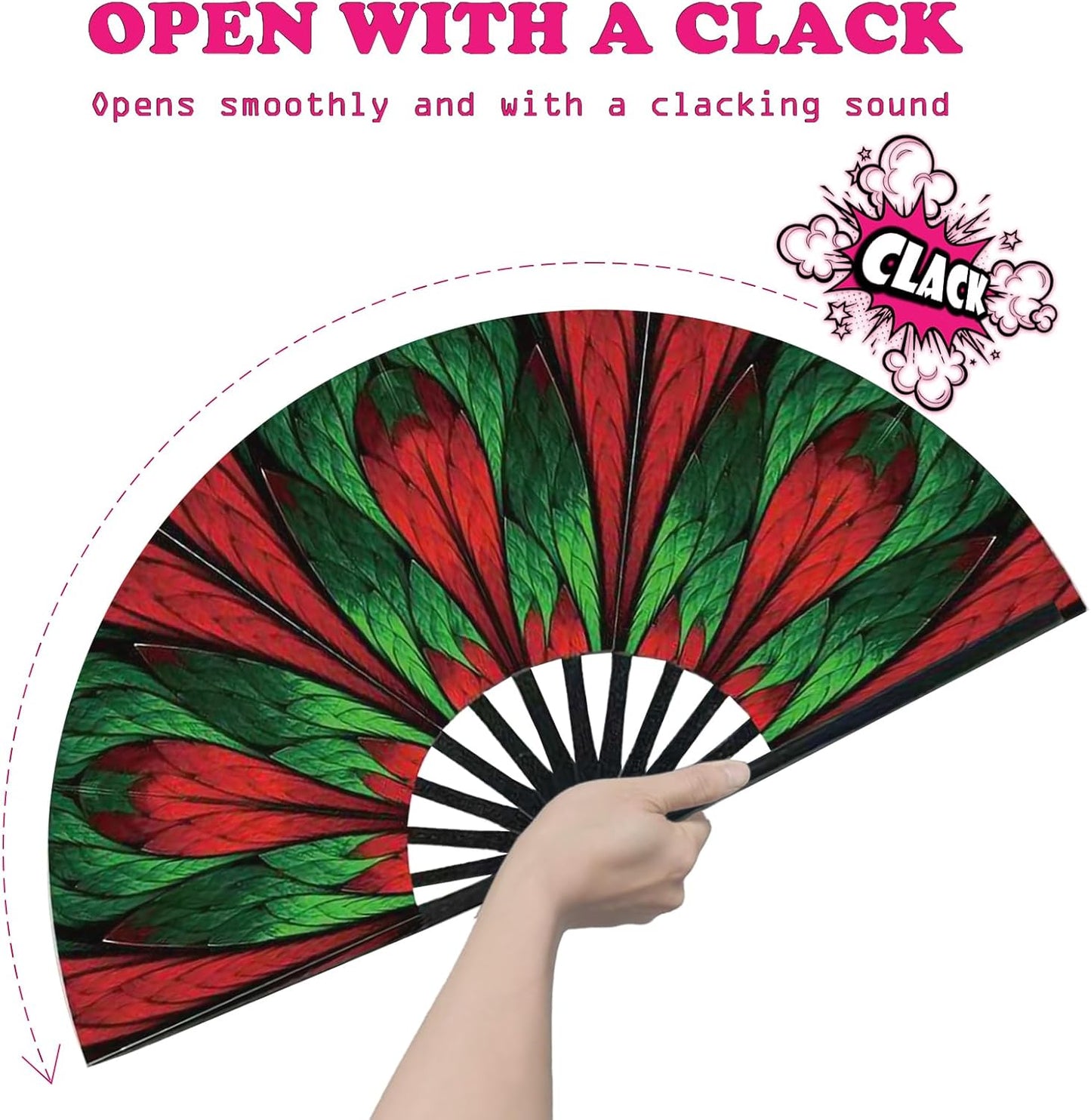 Boots on The Ground Fan, Large Folding Hand Fan for Women and Men, Popping Fans for Line Dancing for Raves, EDM, Dance Party, and Home Decoration