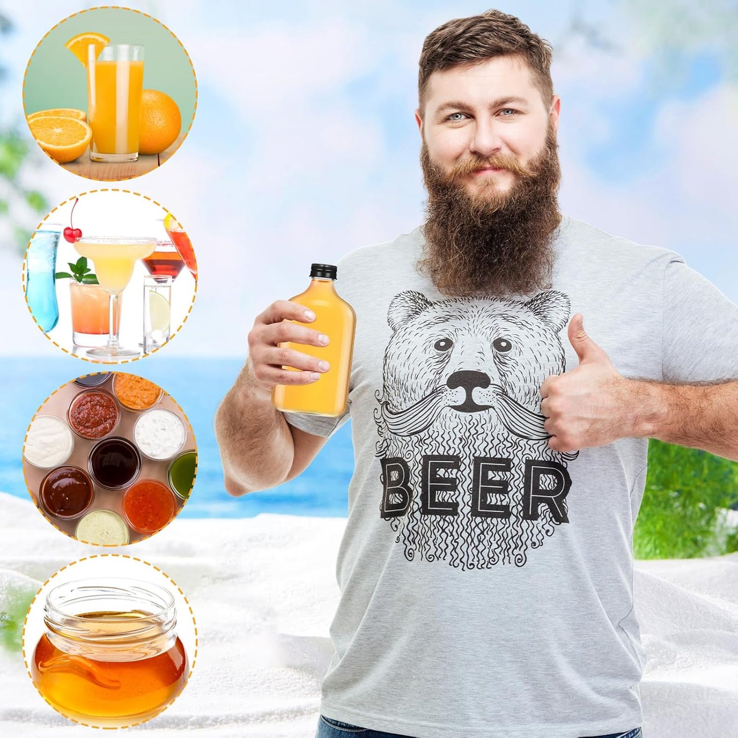 Gejoy 24 Pcs Mini Liquor Bottles Reusable Glass Flask Bottles with Black Caps Clear Empty Alcohol Shot Jars Small Champagne Jars with 4 Funnels for Wine Weddings Party Favors Christmas(8.5 oz)