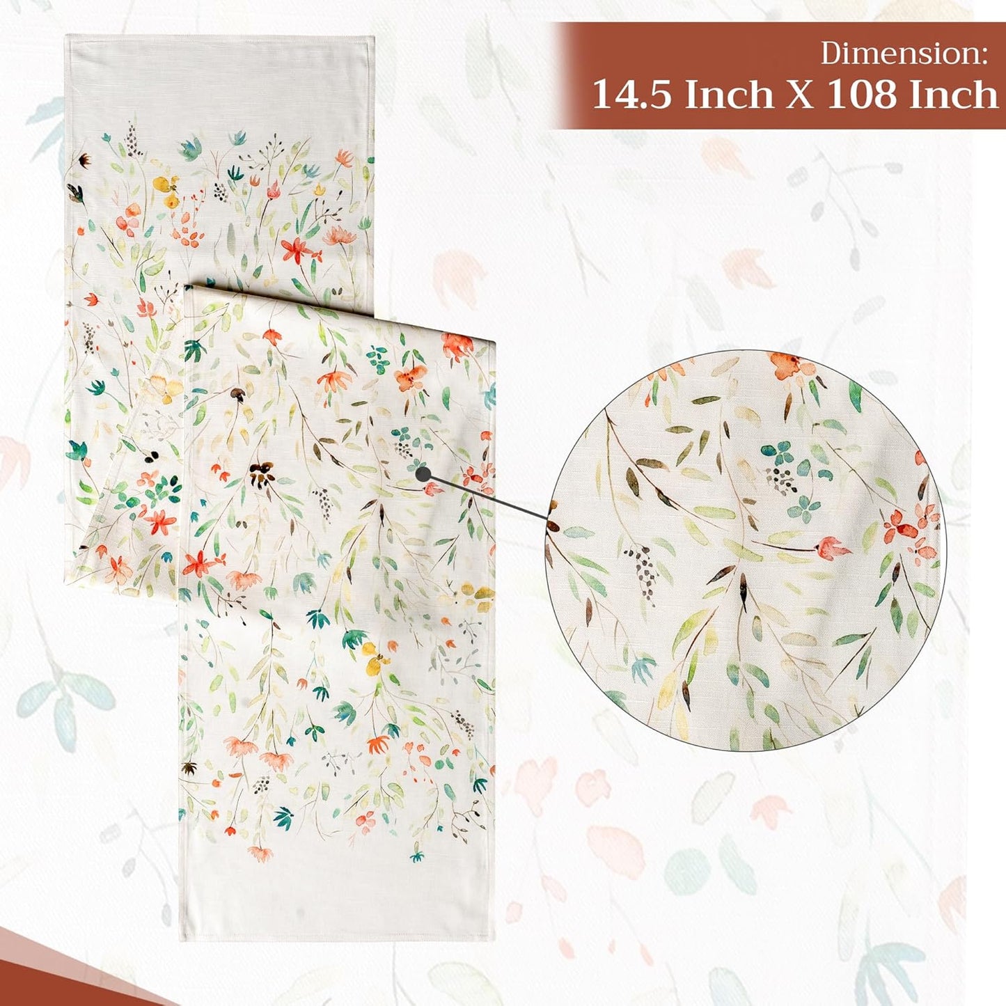 Maison d' Hermine Table Runner 100% Cotton Double Layer Table Runners 108 inches Long Decorative for Home Kitchen Dining Party Baby Shower Wedding Bridal Shower Spring Summer (Colmar, 14.50" x 108")