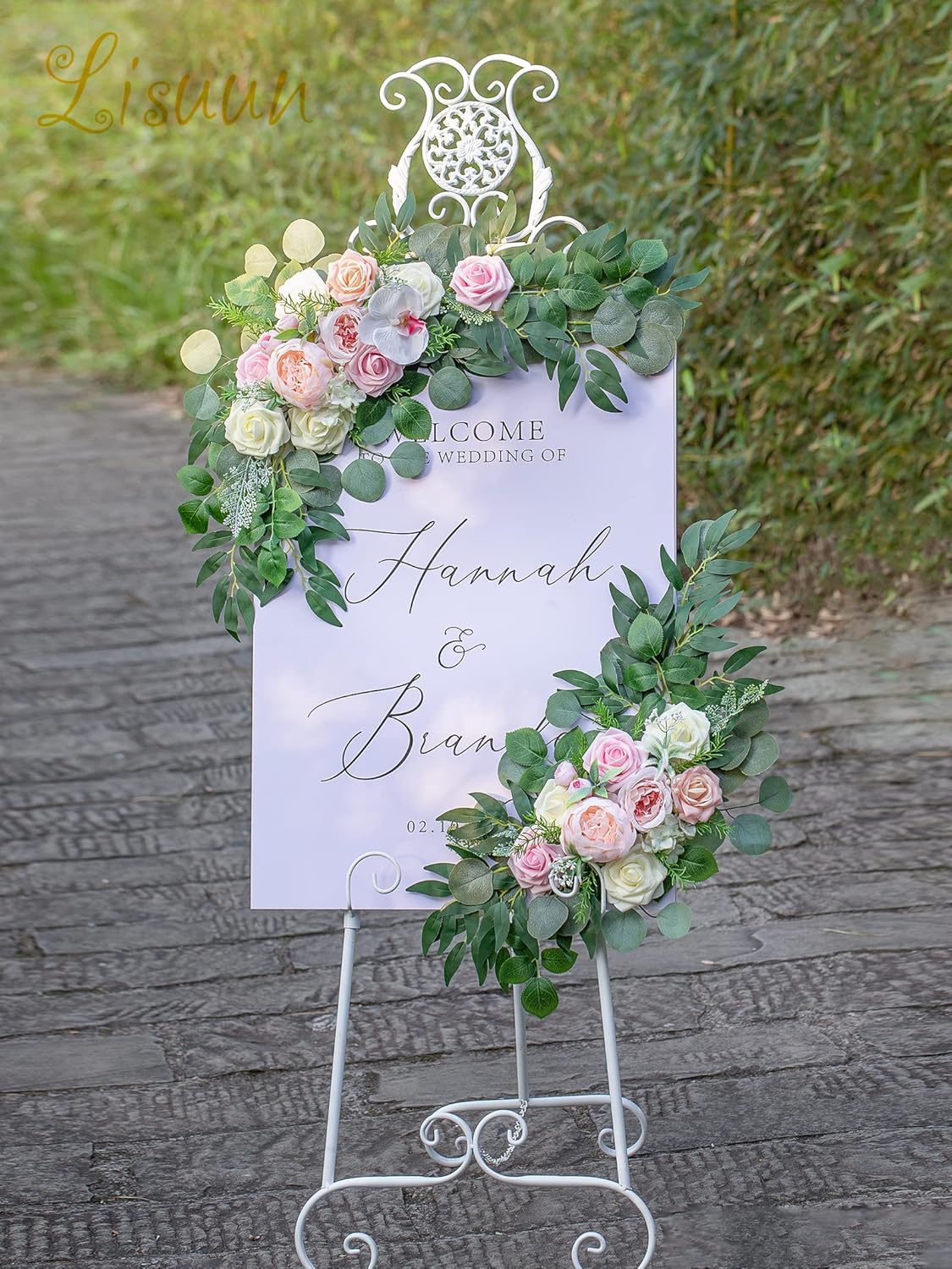 Wedding Arch Flowers, Artificial Flowers for Reception Backdrop and Welcome Ceremony Sign, Large Flower Swag for Beautiful Dream Wedding Ceremony Floral Decor - Pack of 2