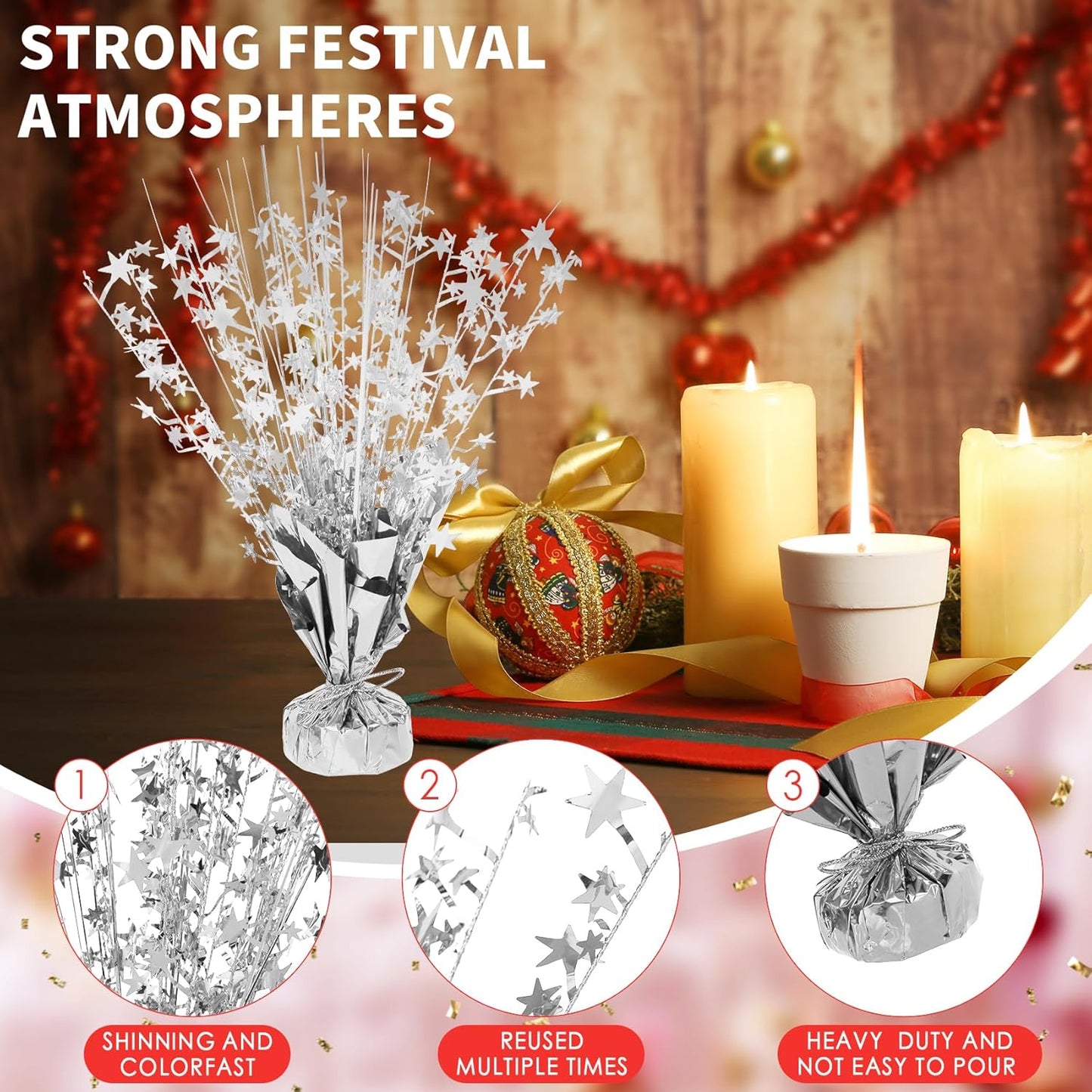 6 Pack Star Table Centerpieces for Party, Birthday Table Decorations for Kids Adults, Party Centerpieces for Tables for Wedding Baby Shower Graduation Holiday Event (Silver)