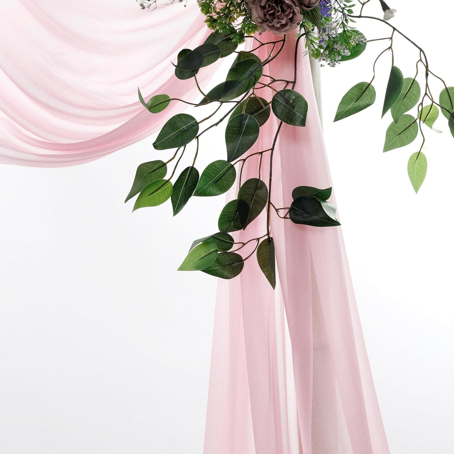 VDS Pack of 2 Panel (30 Inch X 100 Feet) Wedding Arch Draping Fabric Sheer Chiffon Fabric Drapery for Wedding Ceremony Reception Swag Backdrop Canopy Chuppah ARBO Altars Decoration (Blush Pink)