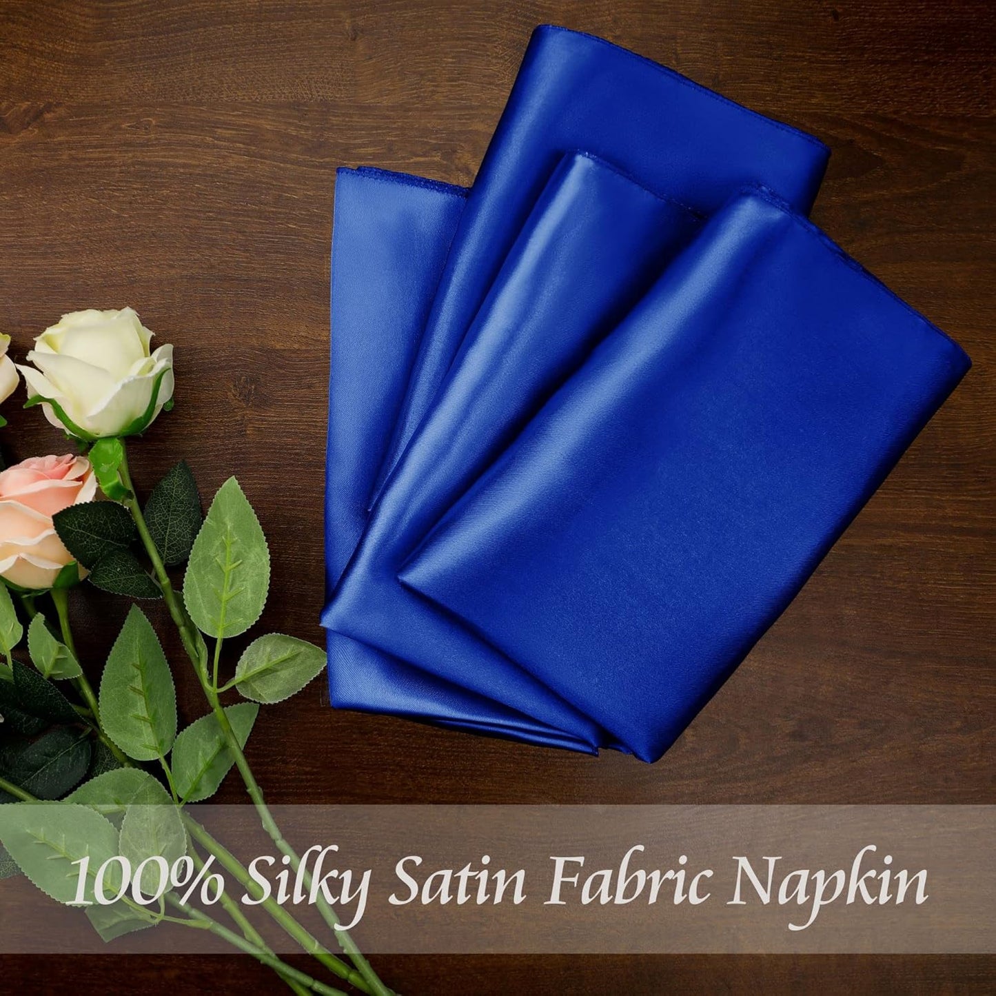 Manyshofu 60 Pieces Royal Blue Satin Napkins - 20x20 Inches Cloth Napkins, Square Satin Fabric Napkins Set - Soft & Reusable Table Napkins for Wedding Dinner Party Lunch Banquet Restaurant Decoration