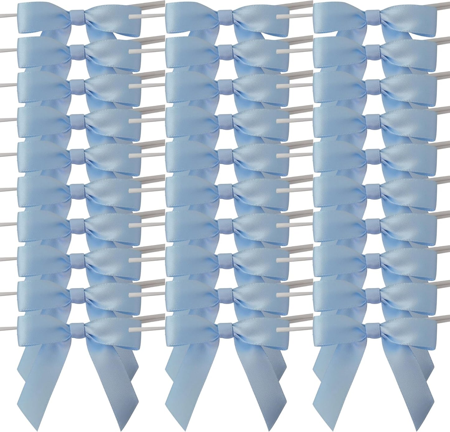 50pcs 2-1/2" Light Blue Satin Ribbon Bows with Twist Ties for Gift Wrapping Packing Christmas Decoration(Lt.Blue)