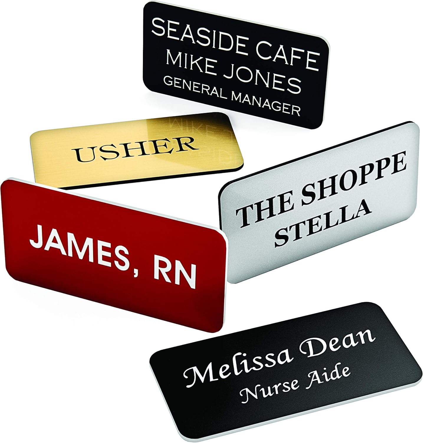 Custom Engraved Name Tag Badges – Personalized Identification with Pin or Magnetic Backing, 1 Inch x 3 Inches, Dark Brown/White