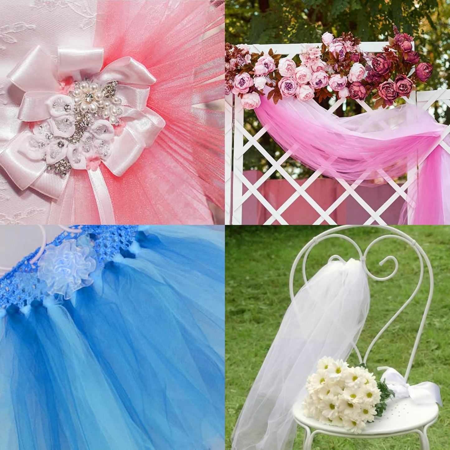 108 Inch × 25 Yards Tulle Mesh Ribbon Light Pink Tulle Fabric Ribbon Roll Netting Spool for Tutu Skirt DIY Craft Wedding Home Decor Party Gift Wrapping Ornaments