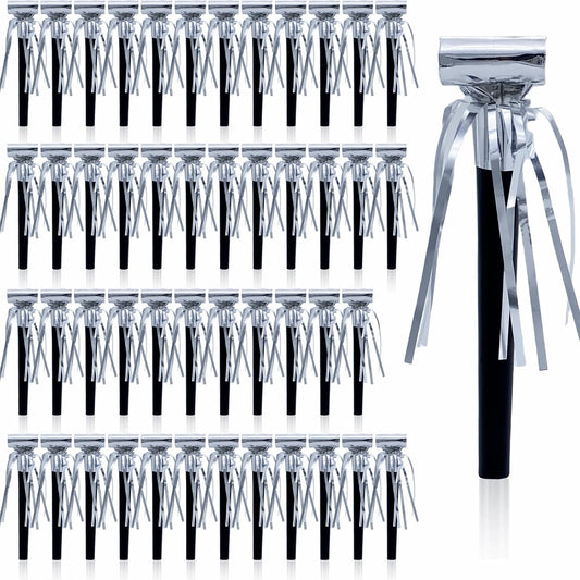 48 Pieces Party Squawkers Christmas Party Blowers Noise Makers for New Year Party Favor Supplies, Silver