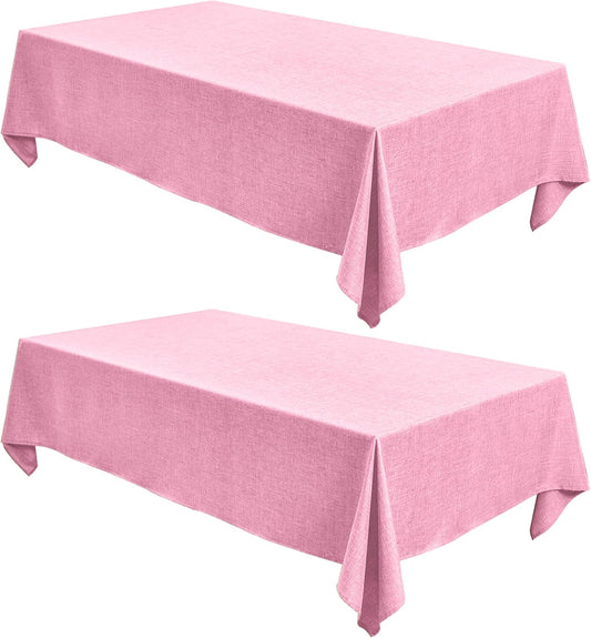 Fitable Square Table Cloth Linen Textured: Water & Stain Resistant Farmhouse Tablecloth, Washable Burlap Table Covers for Kitchen Dining Party(2 Pack, 54x54 Inch, Pink)