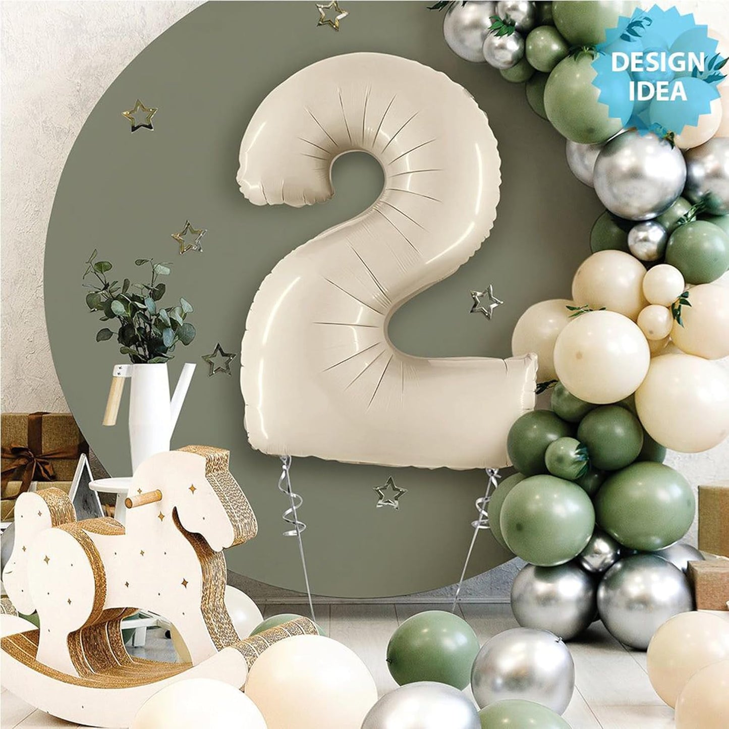 40 Inch Cream White Number Foil Balloons 2 for Kids Birthday Party LargeSelf Inflating Foil Numbe Balloons for 2nd Boys girls Digit 2 Balloon Decors 2 Year Old Anniversary Graduations Decors