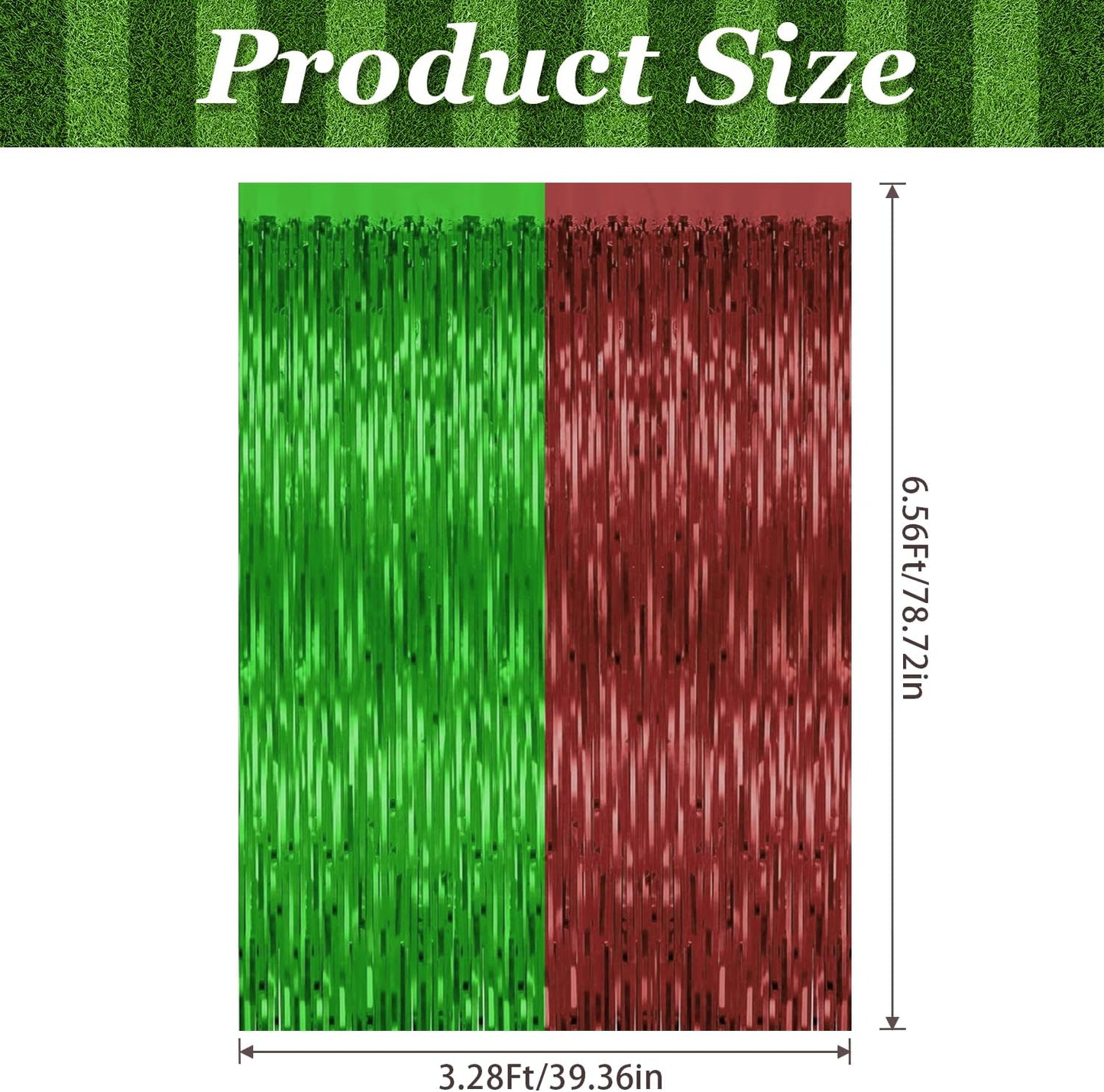 2 Pack Football Party Decorations,3.28 Ft x 6.56 Ft Football Tinsel Backdrop,Brown Green Foil Fringe Curtains Metallic Party Streamer Birthday Party Decorations Sports Background