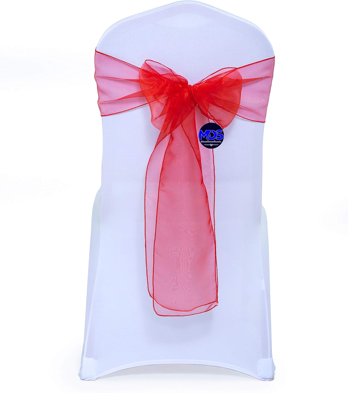 MDS Pack of 300 PCS Organza Chair Sashes Wider Dining Chair Bows Ribbon Tie Back for Wedding Party Birthday Bridal Shower Reception Event Banquet Home Chair Cover Decoration - Red
