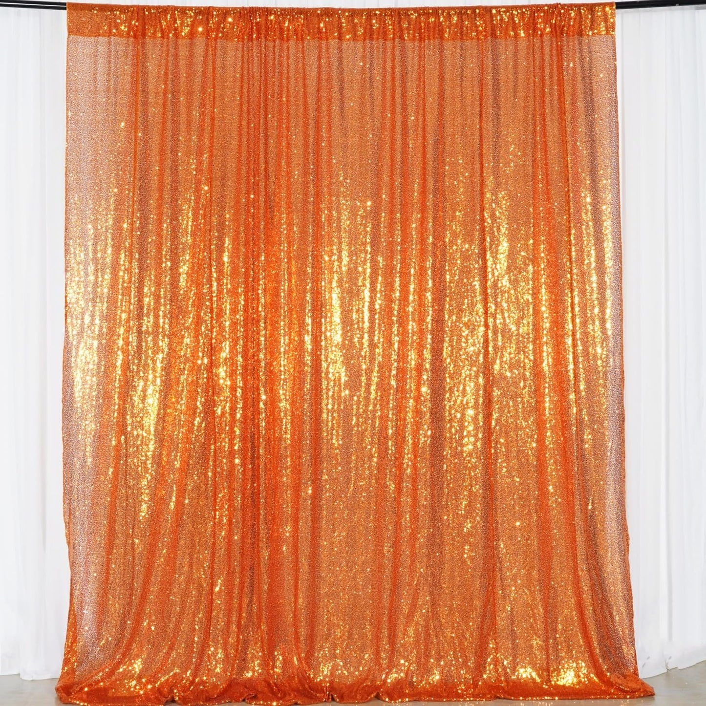 Poise3EHome 6FT x 8FT Orange Sequin Photography Backdrop Curtain for Halloween Party Decoration