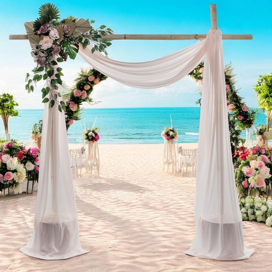 MDS Halloween Chiffon Draping Fabric - 1 Panel, 30" Wide x 100ft Long - Sheer Spooky Arbor & Canopy Drapery for Haunted House Backdrops, Party Ceilings, DIY Costumes & Themed Events - Nude