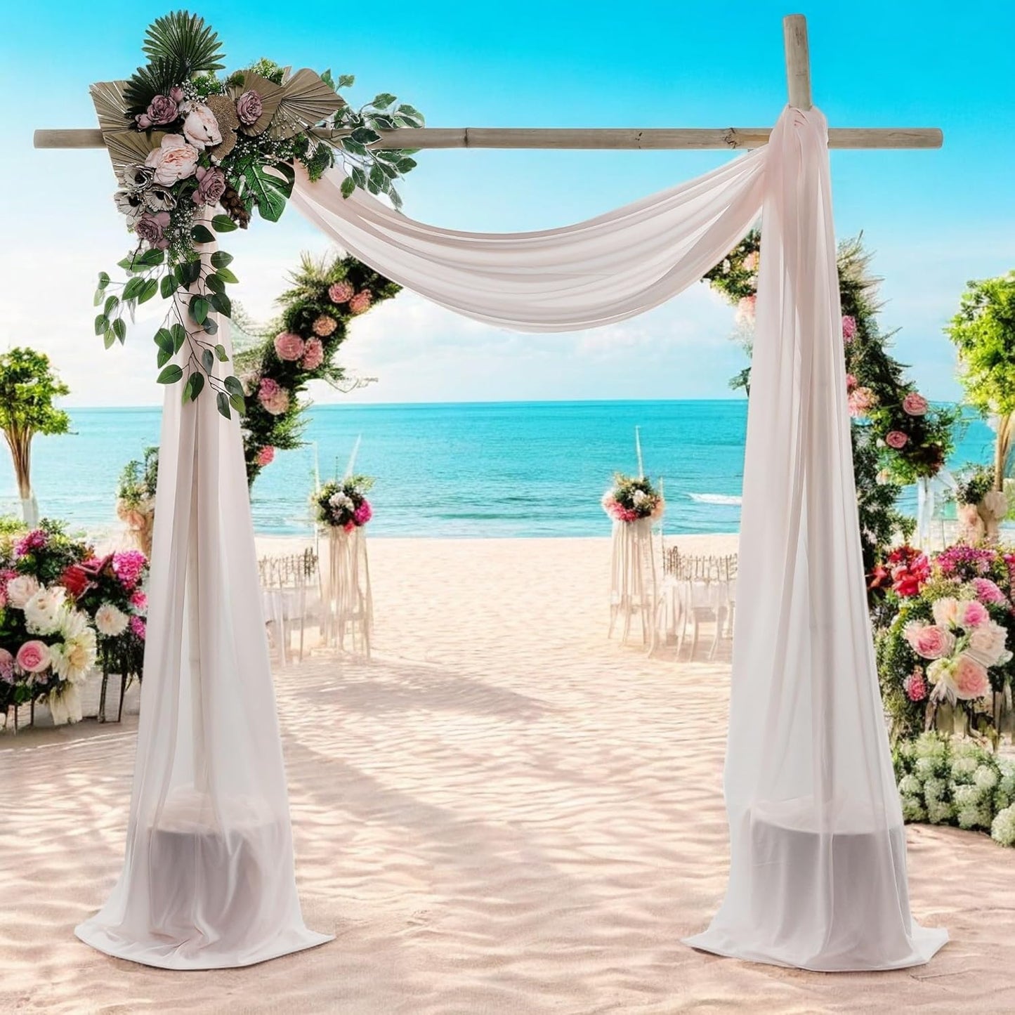 MDS Halloween Chiffon Draping Fabric - 1 Panel, 30" Wide x 20ft Long - Sheer Spooky Arbor & Canopy Drapery for Haunted House Backdrops, Party Ceilings, DIY Costumes & Themed Events - Nude