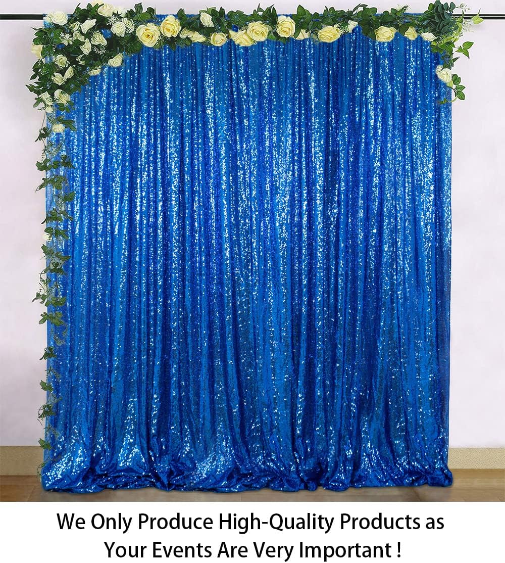 ShinyBeauty Blue Sequin-Backdrop Curtain - 2 Panel, 5FT x 10FT - Wedding & Photography Backdrop - Royal Blue Sequin Fabric