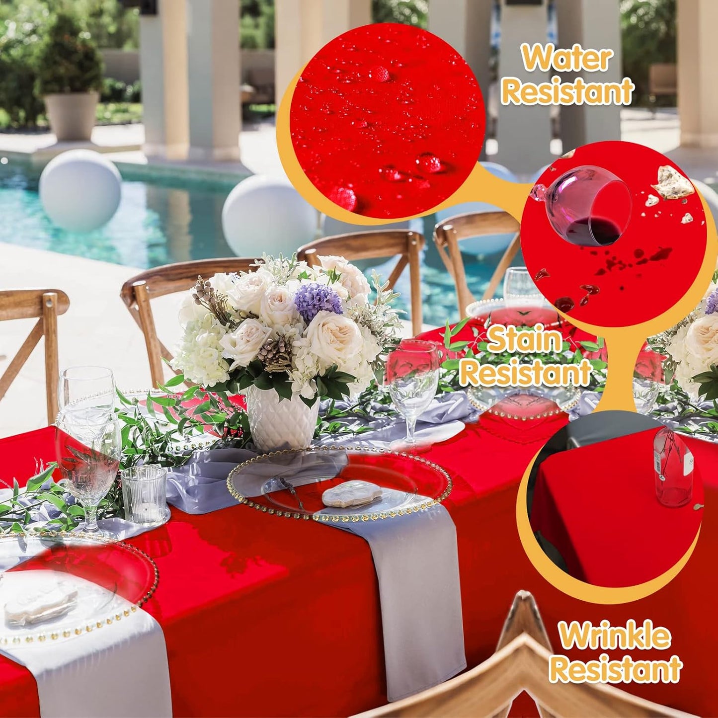 BRILLMAX 8 Pack Red Tablecloths for 6 Foot Rectangle Tables 60 x 102 Inch - 6ft Rectangular Bulk Linen Polyester Fabric Washable Cloth Cover for Wedding Reception Banquet Birthday Party