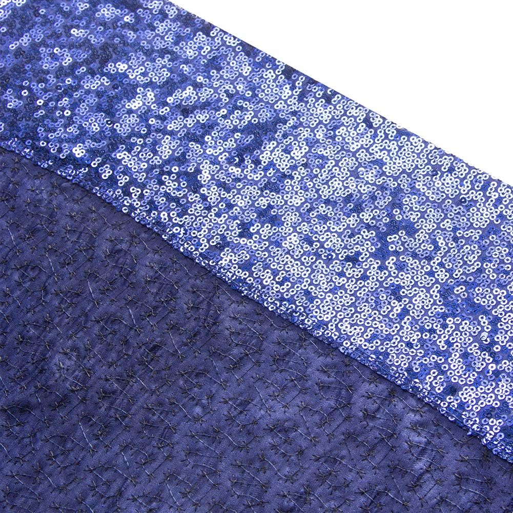 SquarePie Sequin Backdrop Not See Through Thick Stain Background for Photography Glitter Curtain Party 8FT x 8FT Navy Blue