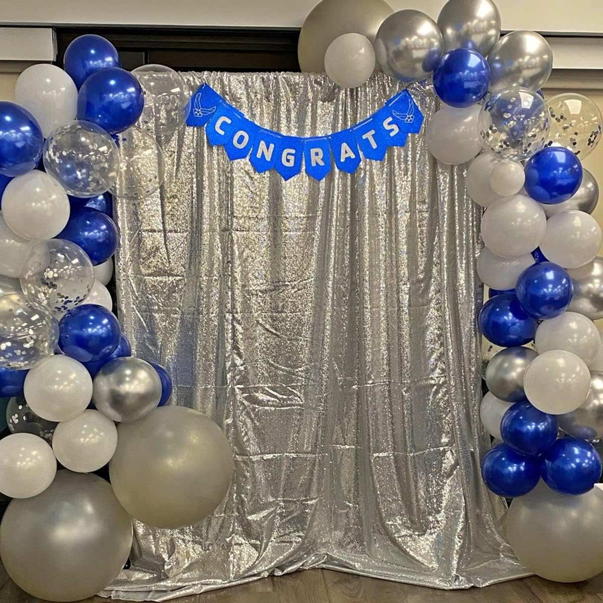 Poise3EHome 10Ft x 10Ft Silver Sequin Backdrop Curtain, Glitter Thick Satin Background Drapes, Sparkly Opaque Photography Curtain, Sequence Xmas Thanksgiving Backdrop for Wedding Party Decor