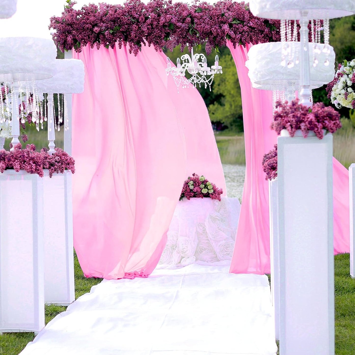 2 Panels Pink Backdrop Curtain, 10 x 7 Feet Background Curtains for Parties, Weddings, Baby Showers, Bachelorette Halloween, Christmas Birthday Party Photoshoot Backdrop Curtains Decorations