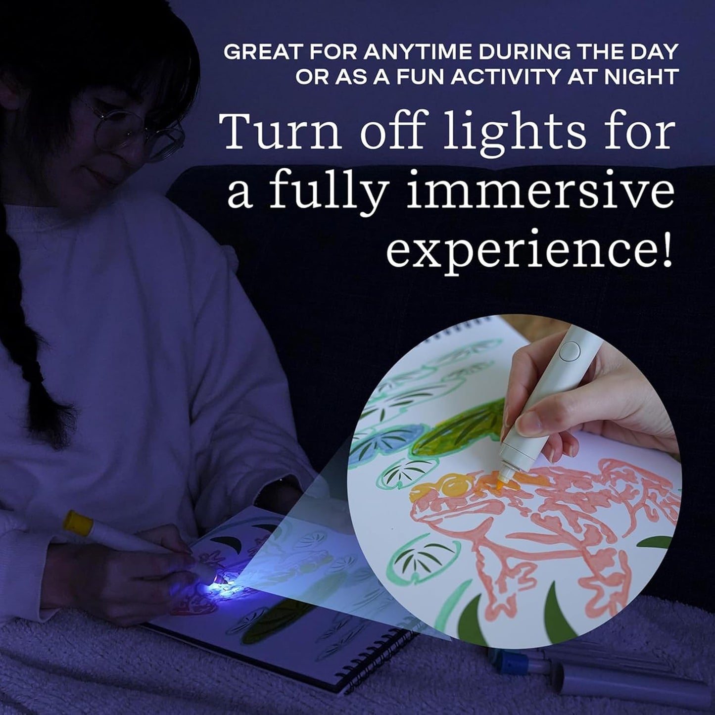 Lifelines FlowArt Activity Pad, UV Art 2-Pack - Guided Art Meditations with Illuminating Marker - Color by UV Light Coloring Books for Teens, Adults & Seniors