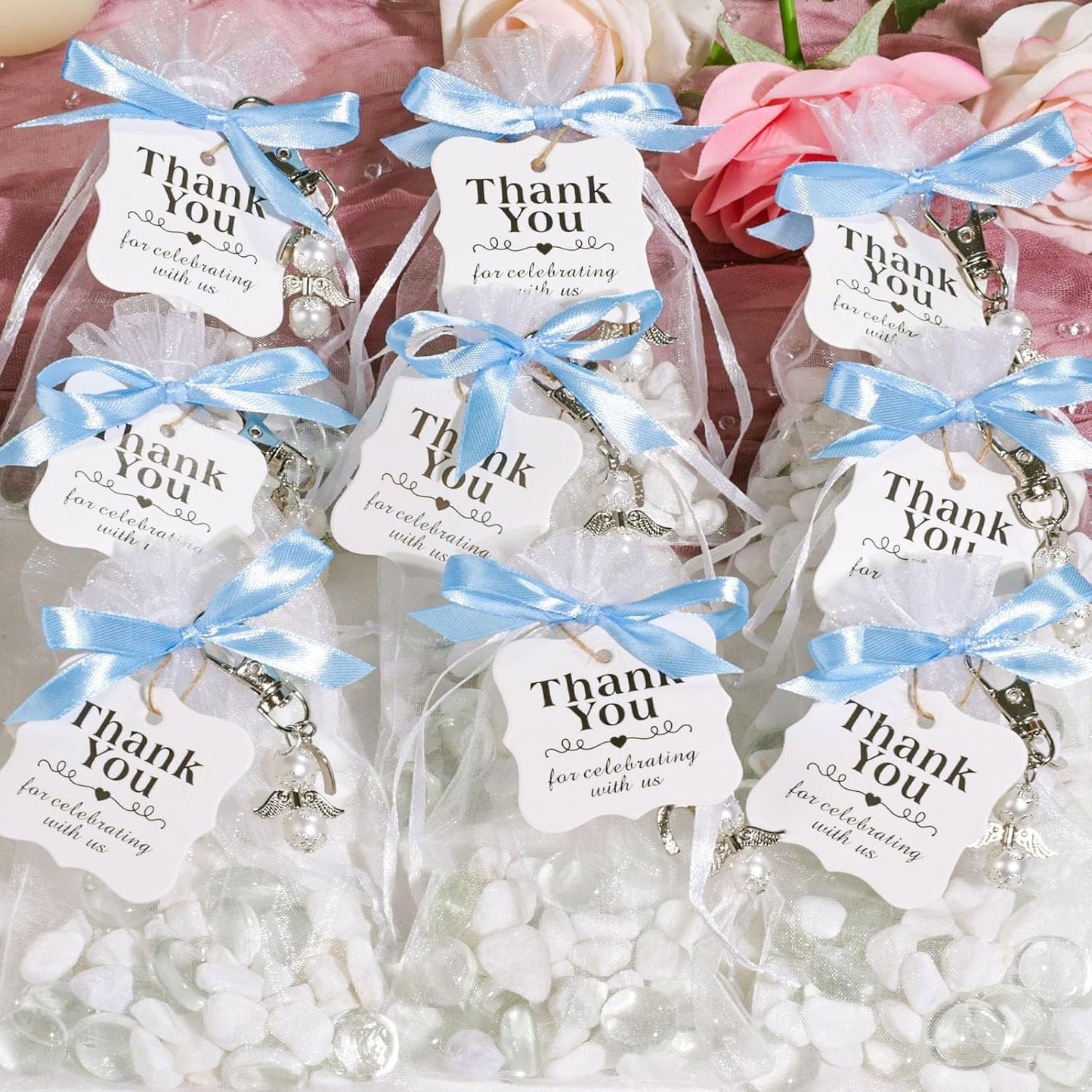 SallyFashion 150 PCS Thank You White Gift Tags with String, 2 x 3 Inches Paper Gift Tags for Party Favors Weddings, Bridal and Baby Showers Birthdays