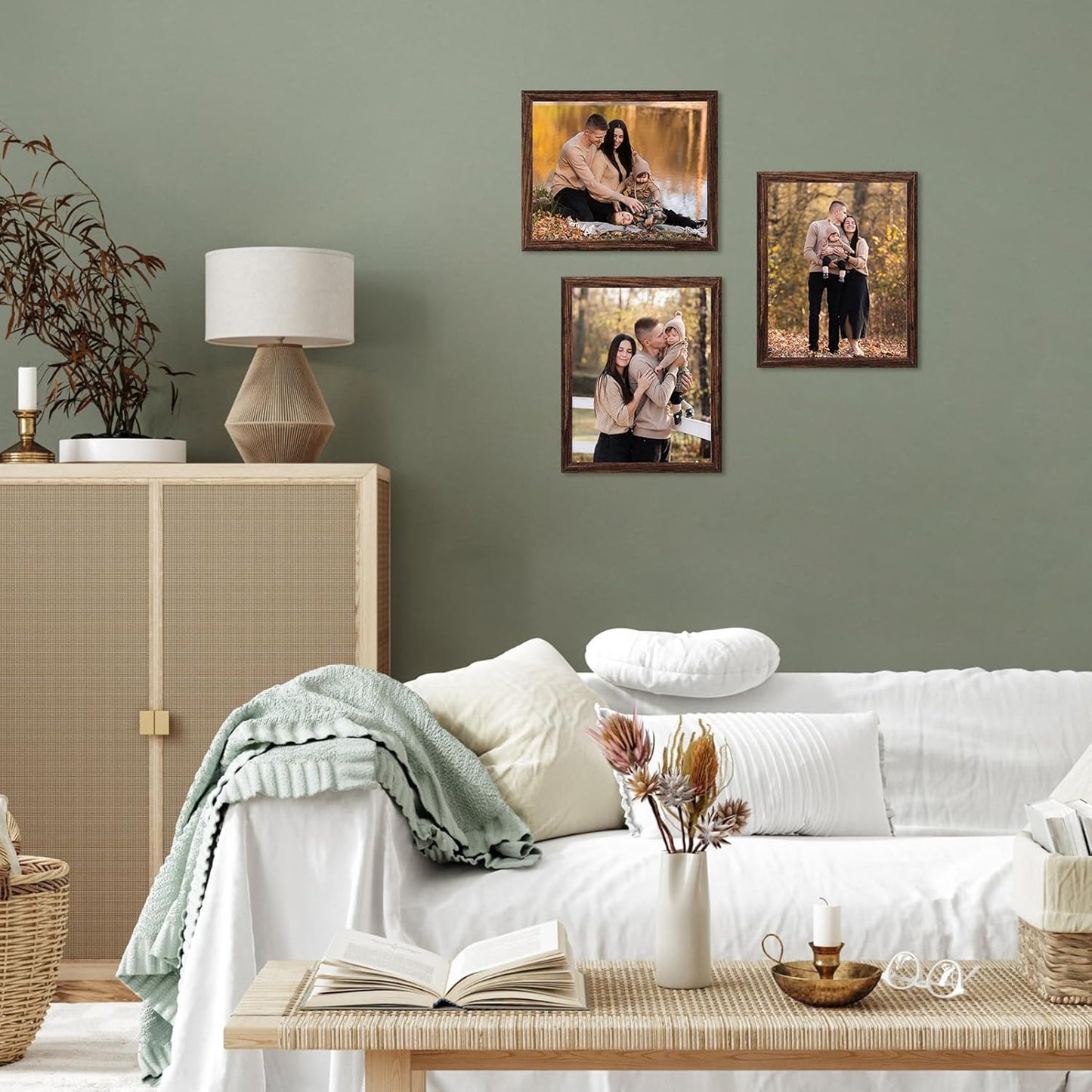 PETAFLOP Wooden Bulk 8x10 Picture Frame Set of 18, Rustic Brown Photo Frames Fits 8 by 10 for Wall or Tabletop Display