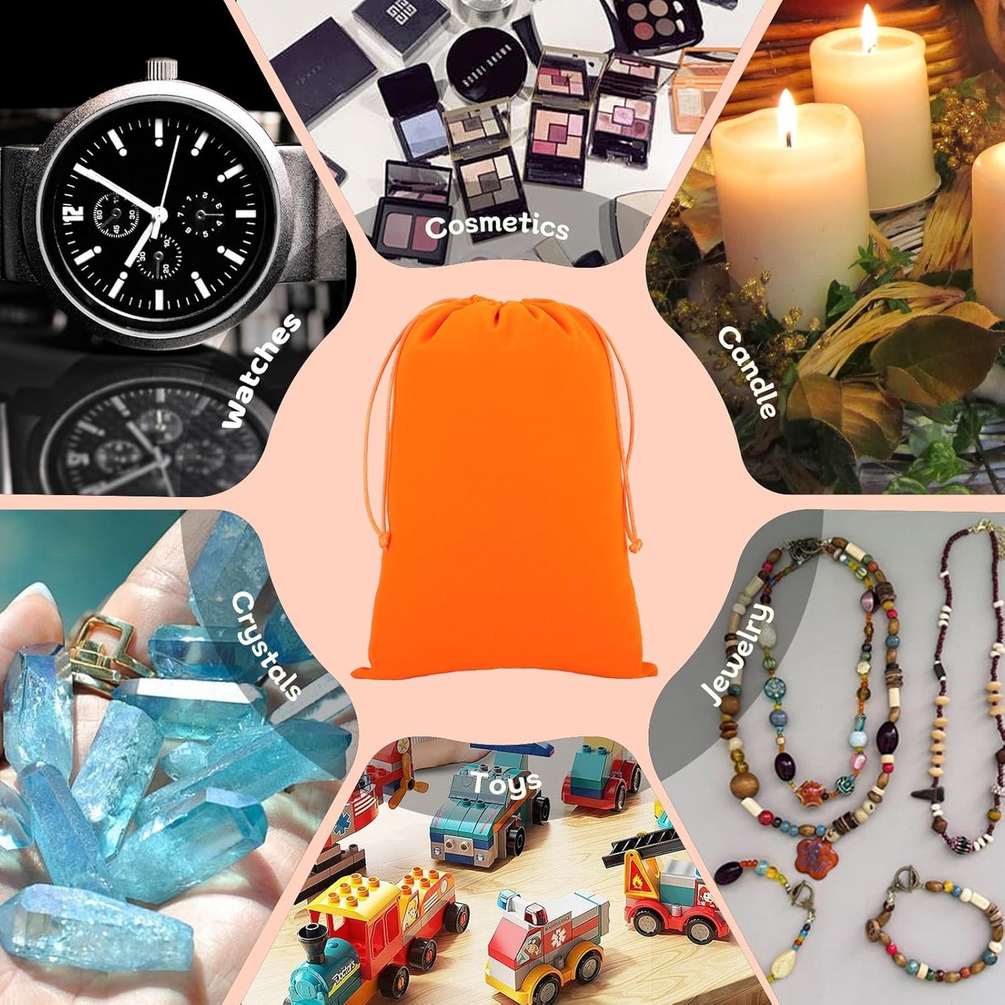 Velvet Drawstring Jewelry Bag, 50Pcs Orange Dice Bag, 7x10, Or Wrapping Halloween Party Favors, Small Bussiness, Toys, Board Game