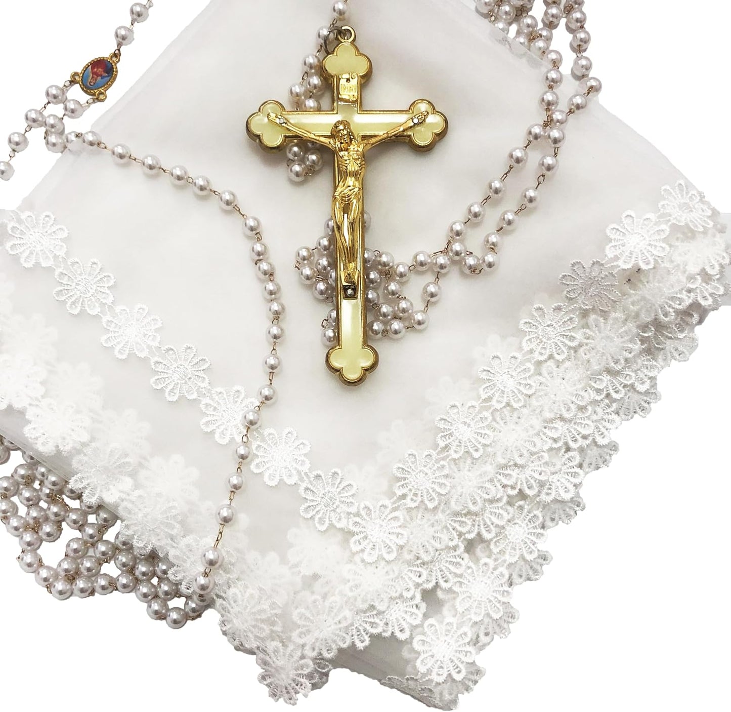 Fight Club Wedding Unity Veil with Pearl Rosary Wedding Unity Cord Lasso Yugal for Filipino Wedding Ceremony