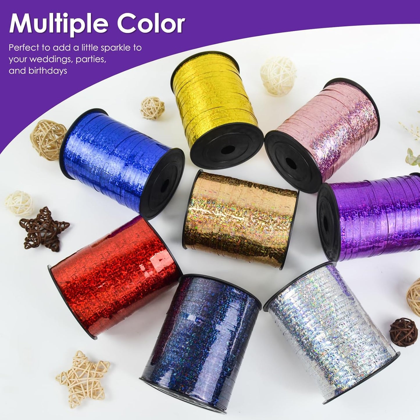 Dark Purple Curling Ribbon - 500 Yard Shiny Metallic Curly Gift Wrapping Ribbon for Florist Flowers