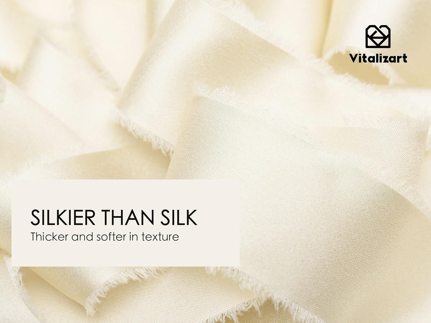 Vitalizart Silk Like Satin Ribbon 1 inch x 30 Yard Ivory White Handmade Frayed Ribbons for Gift Wrapping Baby Shower Wedding Bridal Bouquets Holiday Decor
