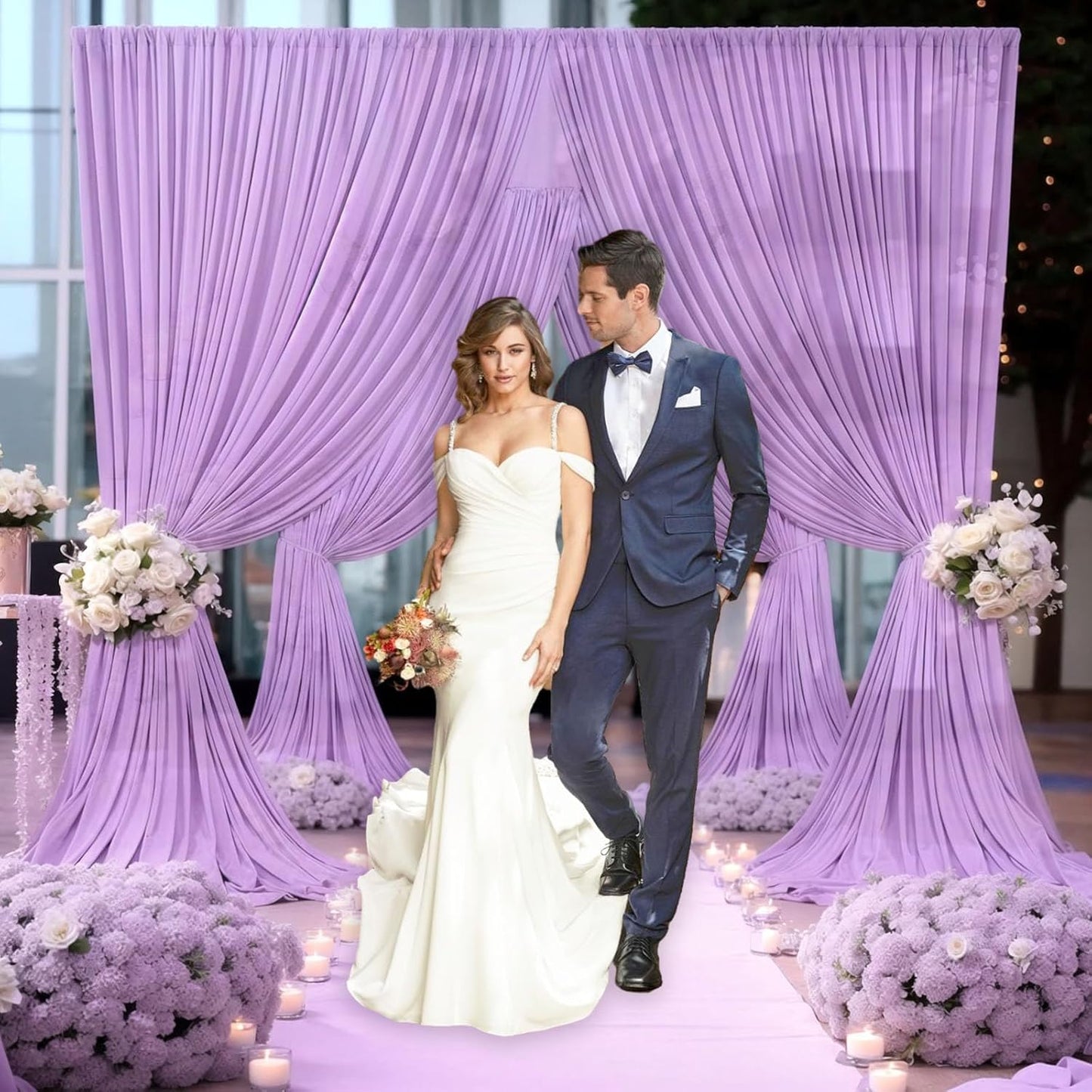 10 x 7 Feet Light Purple Backdrop Curtain for Partie, Background Curtains for Photoshoot, Birthday, Wedding, Halloween, Thanksgiving, Christmas Day, New Year Party Decorations 5Ft x 7Ft, 2 Panels