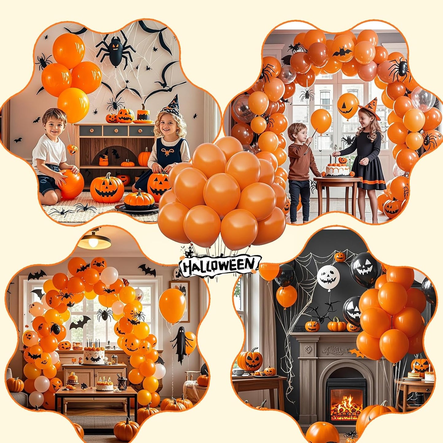 Orange Balloons, Latex Party Balloons with Ribbons, 100 Pack 12 inch Orange Round Helium Balloons for Autumn Wedding, Graduation,Birthday,Halloween Party Decorations and Spooky Party