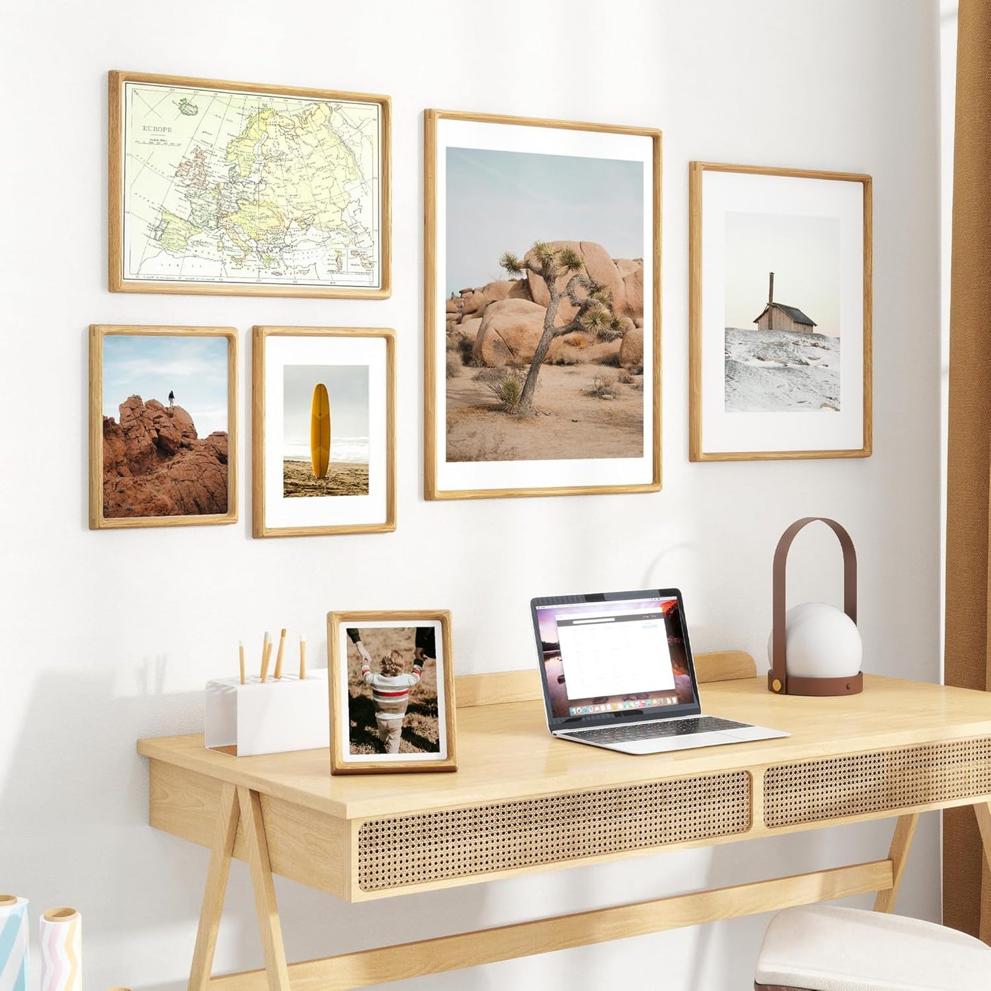 16x20 Frames USA-Sourced Natural Oak Wood Solid Wood Picture Frame Handcrafted Rounded Corner with Mat to 11x14 Display with Real Glass Family Picture, Wedding Picture