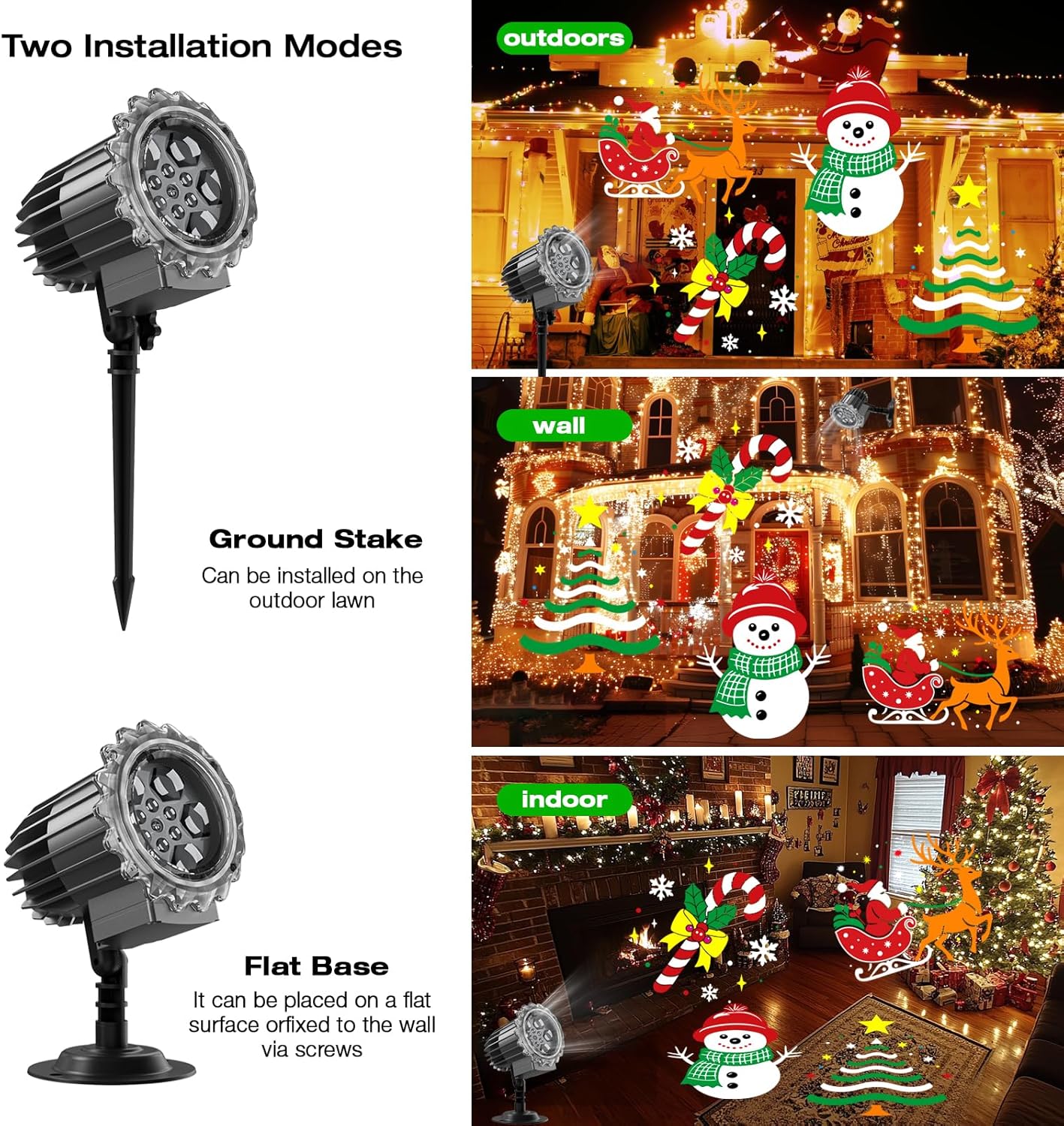 Christmas Projection Lights Outdoor - LED Holiday Projector Lights with Auto Timer and Waterproof Design for Indoor Outdoor Yard, Patio, Garden, Party Decor