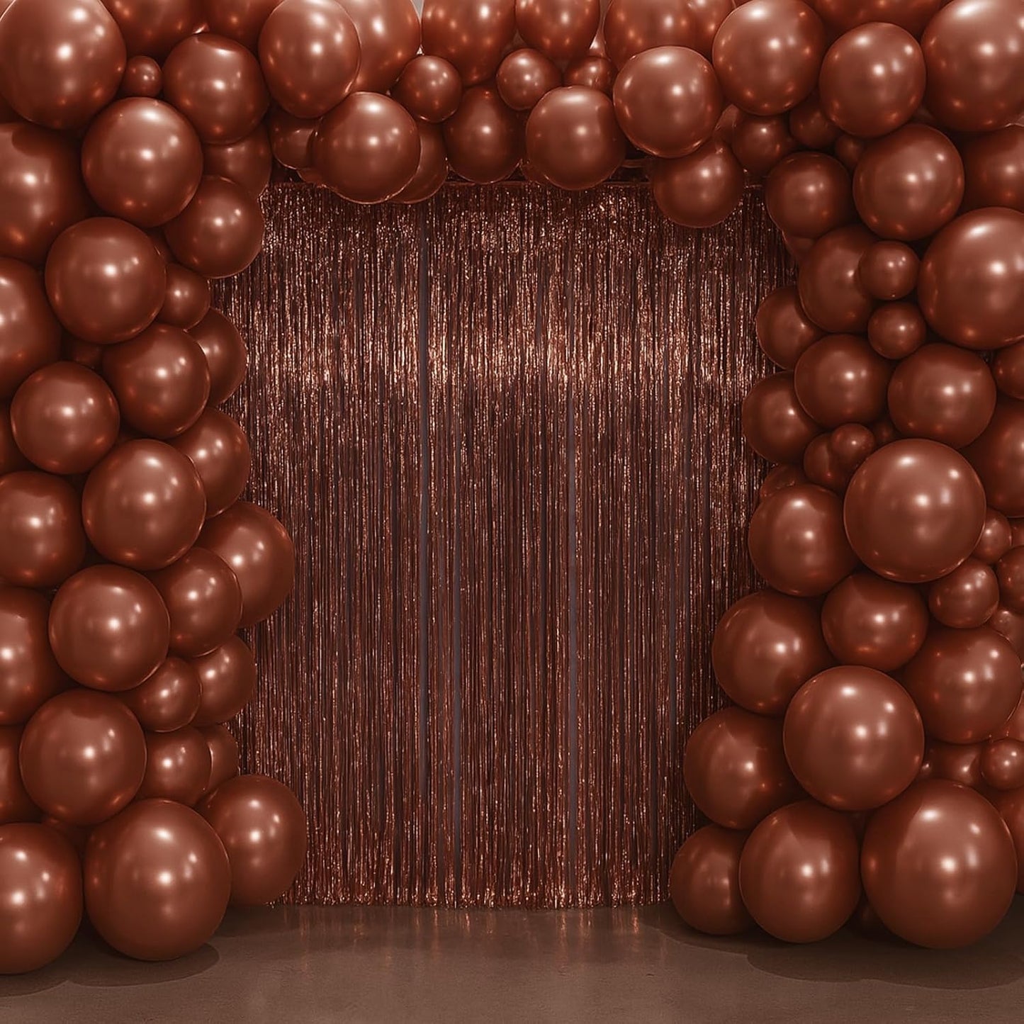 3 Pack 3.3 x 6.6 ft Brown Foil Fringe Backdrop Curtains, Tinsel Streamers Party Decorations, Fringe Backdrop for Birthday, Baby Shower, Gender Reveal, Graduation