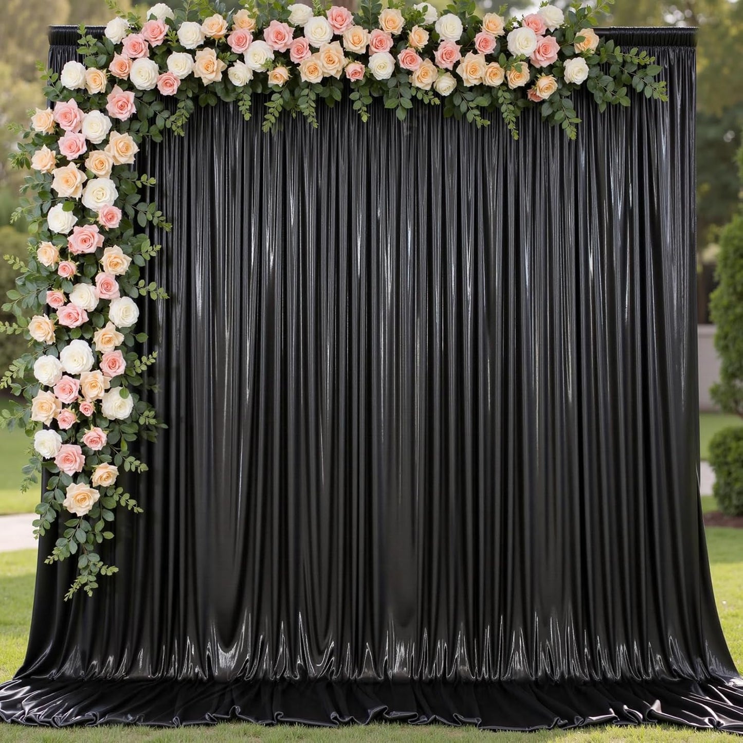 20x10 ft Wrinkle Free Black Sequin Backdrop Curtain for Parties,Thick Not Fall Glitter Wedding Drapes Backdrop,4 Panels 5x10ft Shimmer Photo Wall Back Drop Cloth for Birthday Photography Background