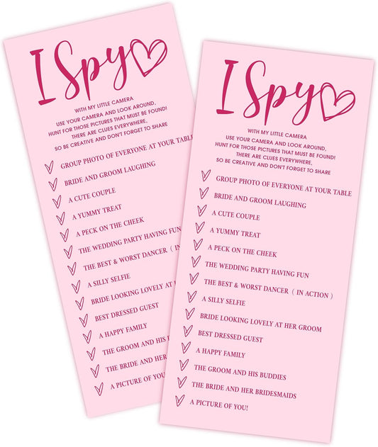 4x9 Inch Wedding Party Games, Bridal Shower Cards, 25 Pink Bridal Shower Games for Wedding Reception, Bachelorette, Engagement Party, Minimalist Guest Interaction Activity Cards-A13